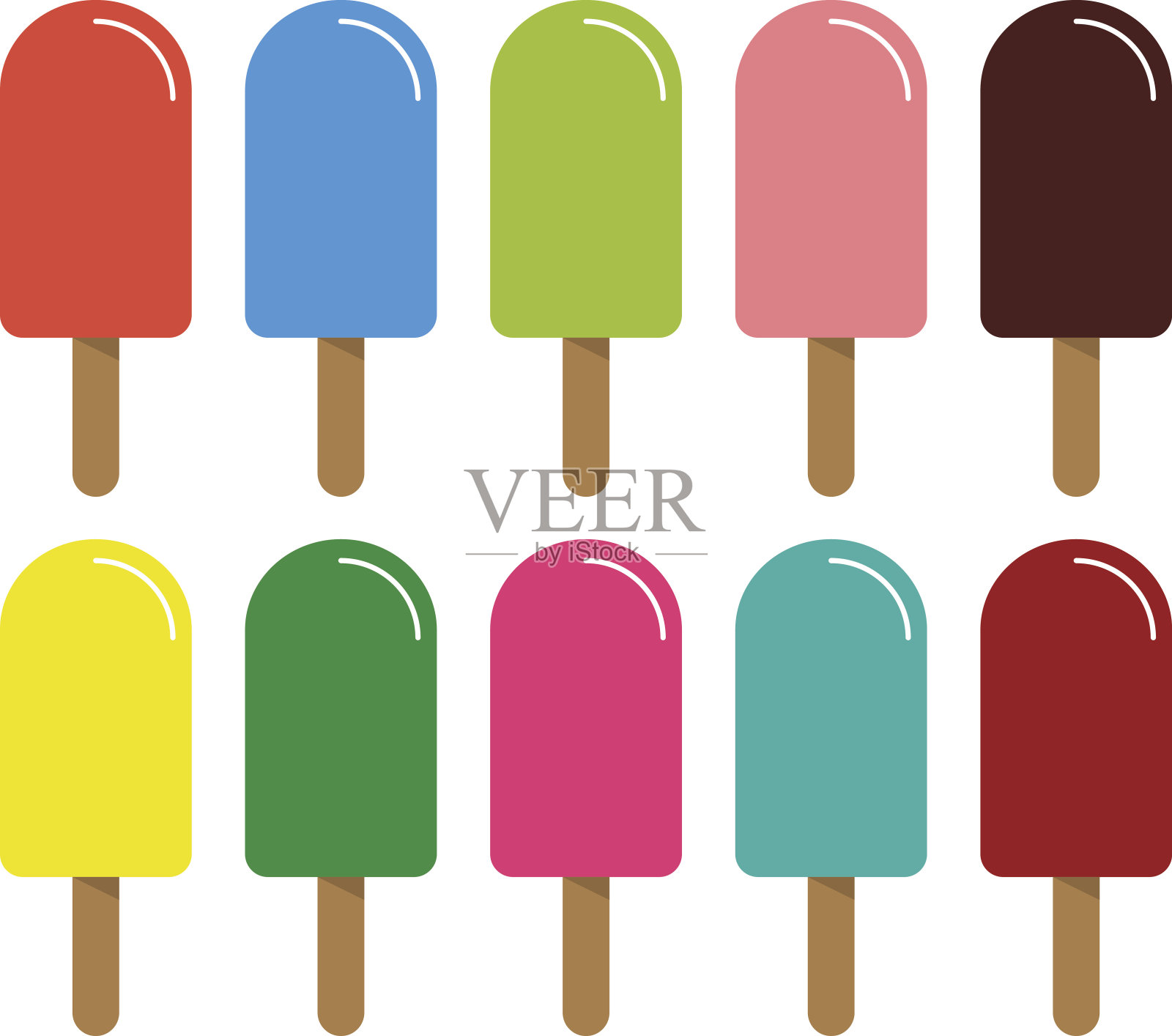 10种不同口味的冰淇淋插画图片素材