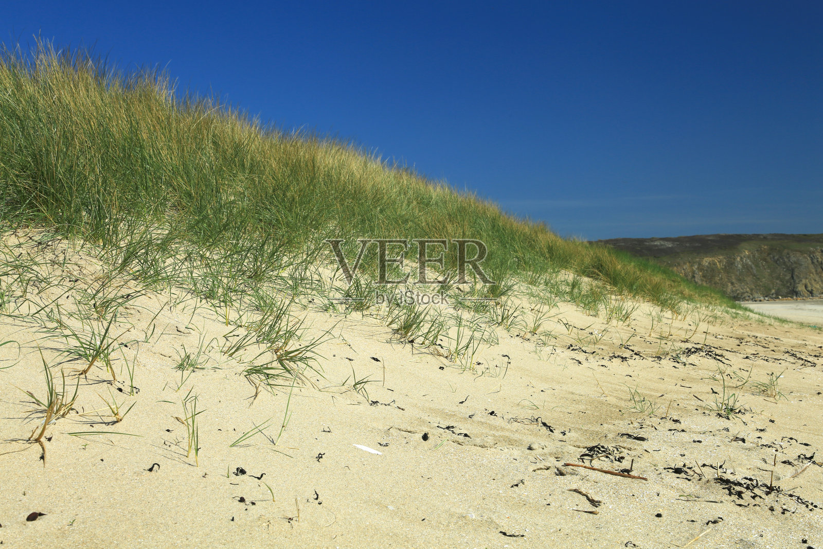 法国布列塔尼大西洋海滩上的沙丘照片摄影图片