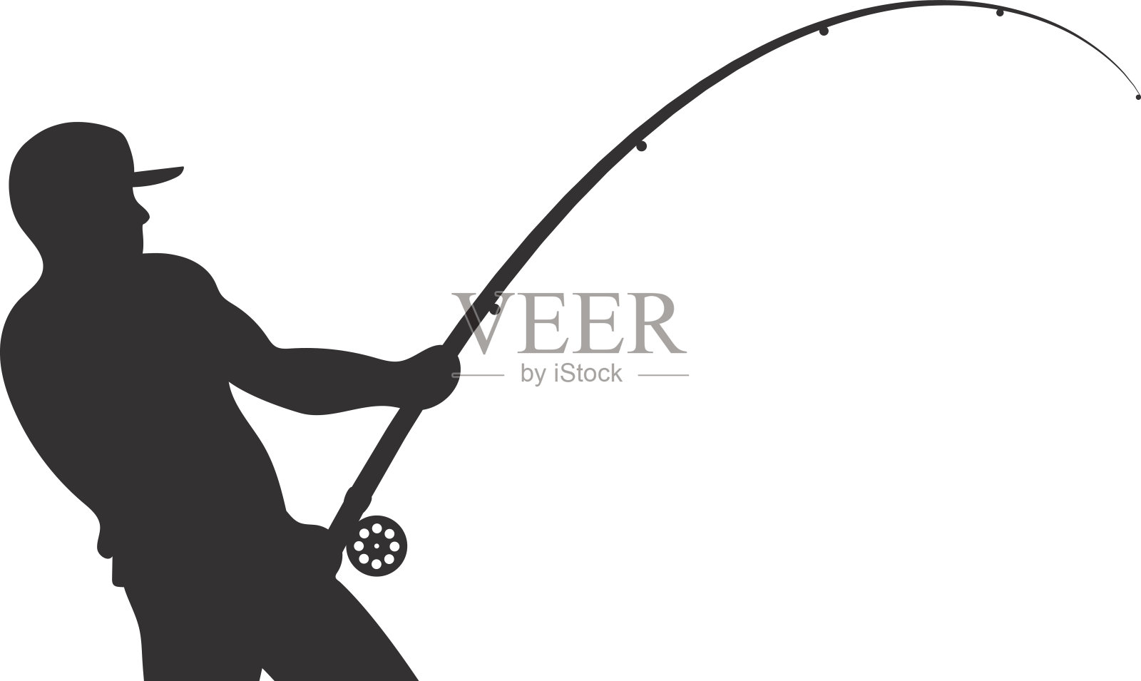 一个渔民的剪影与鱼竿矢量设计元素图片