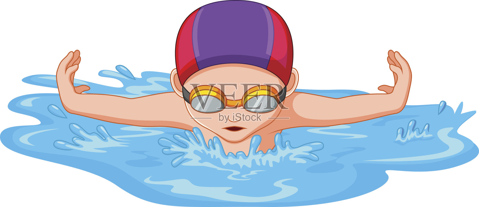 游泳运动员在游泳运动比赛中插画图片素材