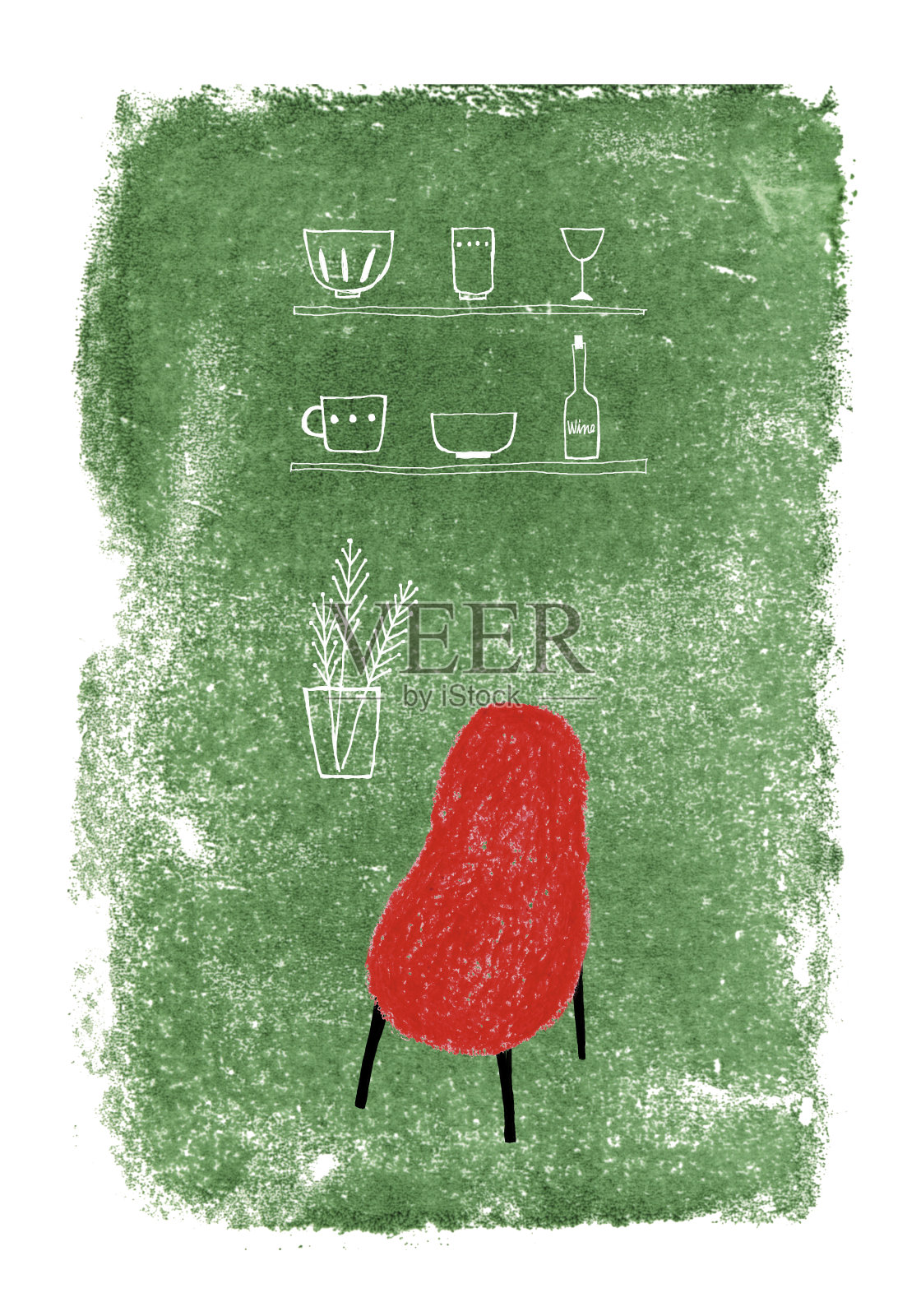 红色的椅子上酒店插画图片素材
