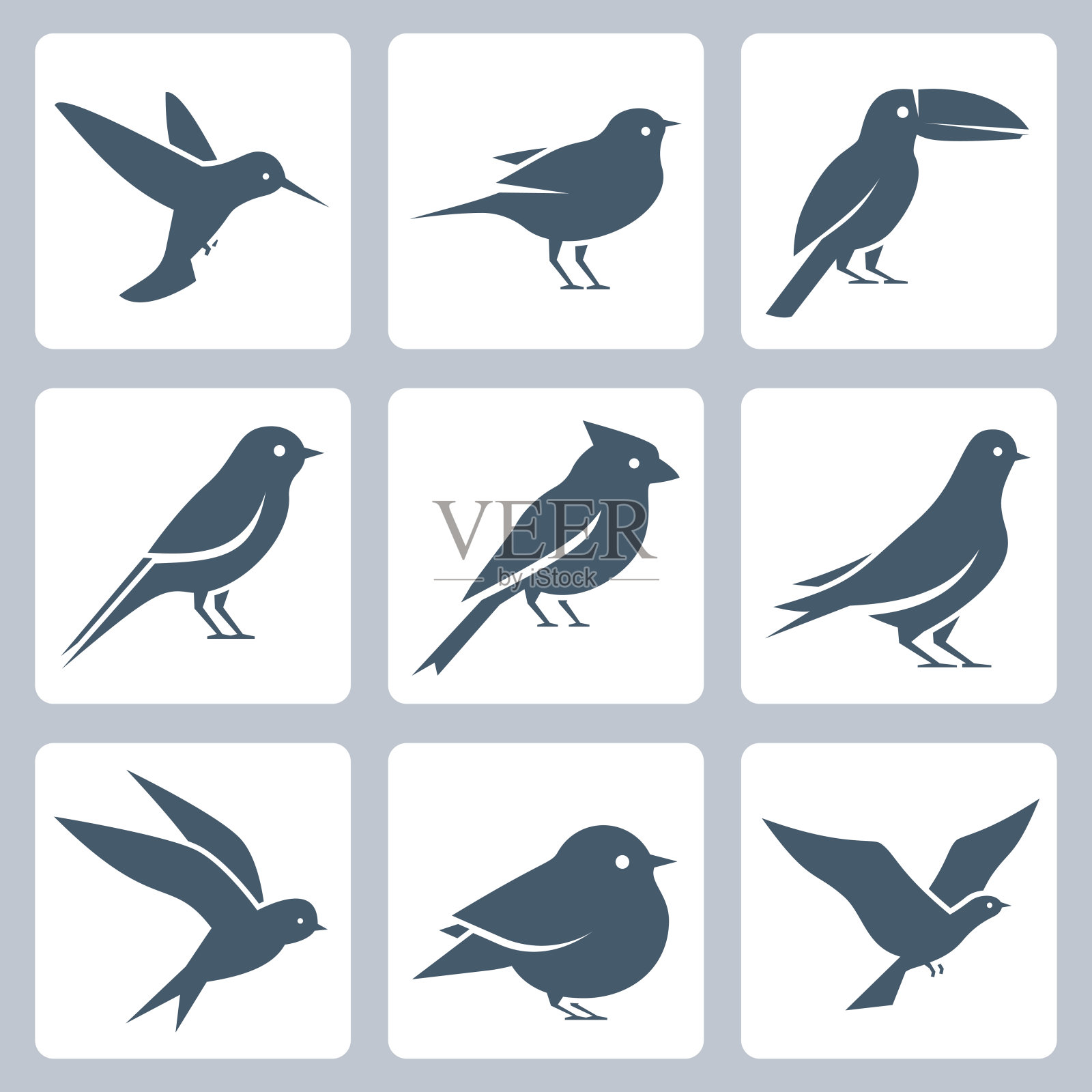 鸟类矢量图标集图标素材