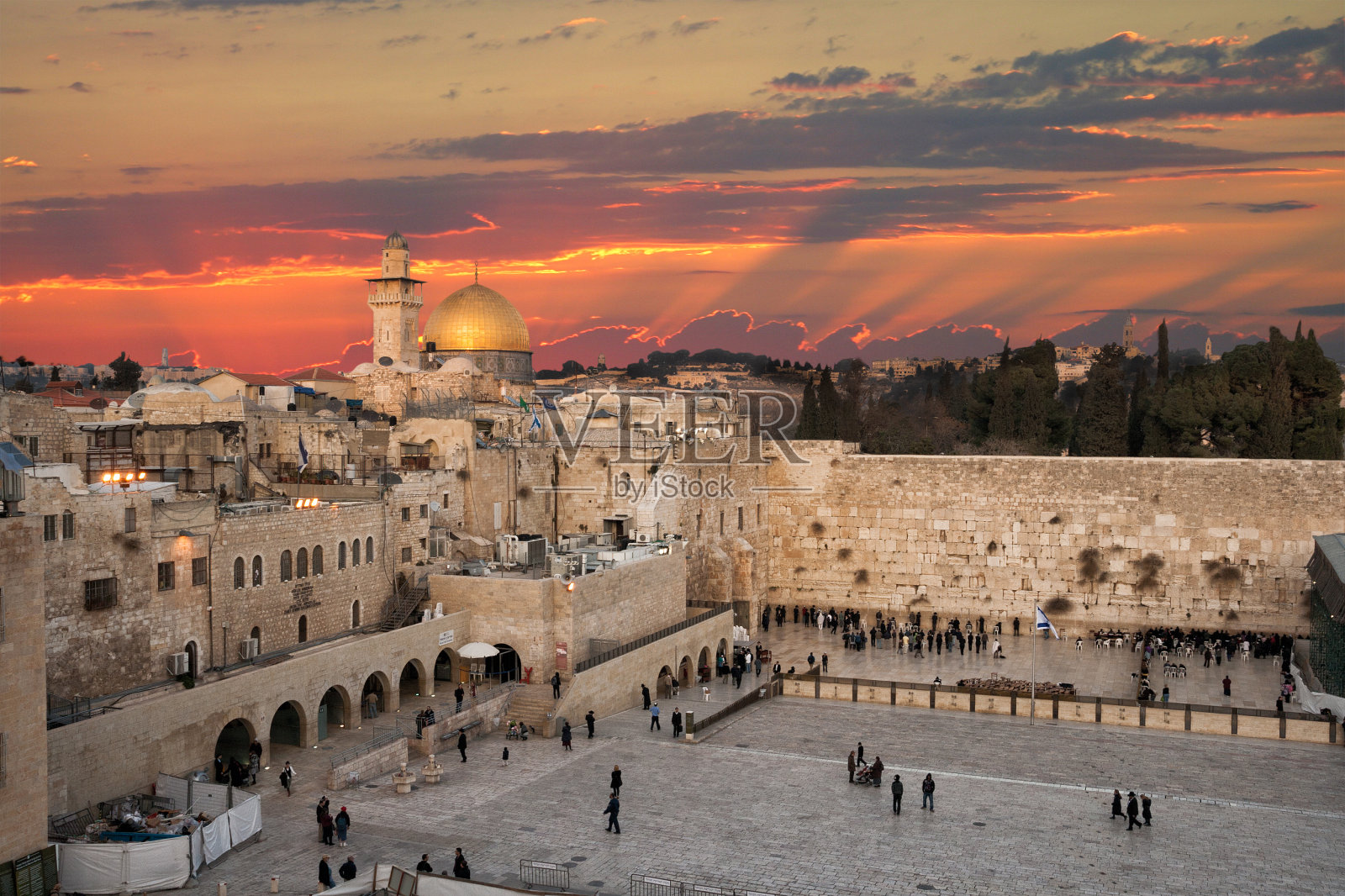 耶路撒冷哭墙日落照片摄影图片