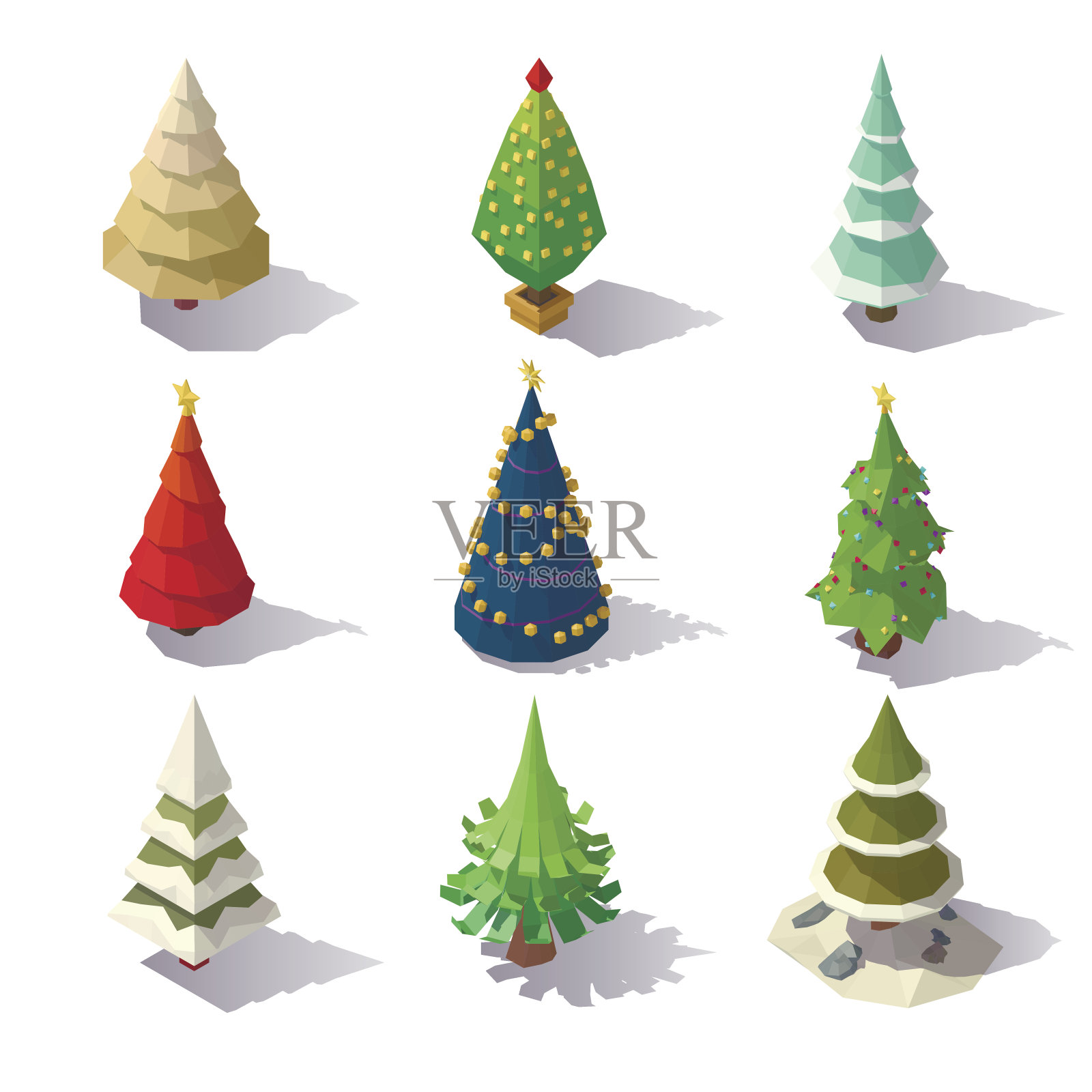 低聚圣诞树设计元素图片