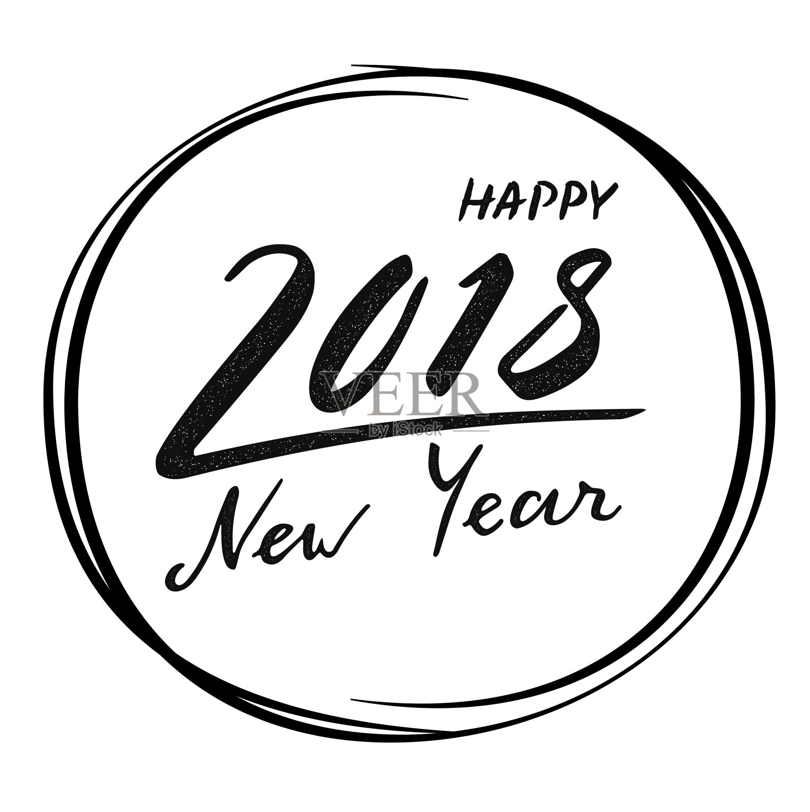 2018年新年圆标志快乐。矢量新年插图。插画图片素材