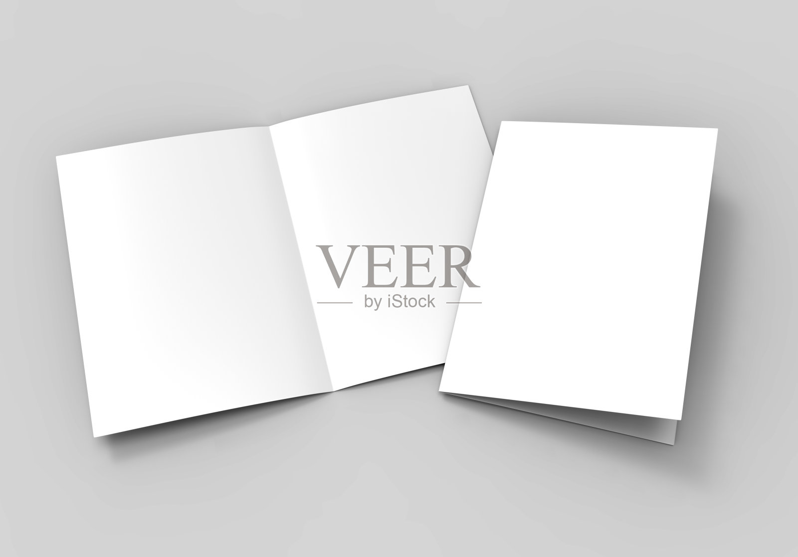 A3 A4 A5半折或折叠宣传册空白白色模板，用于模拟和演示设计。3 d演示。照片摄影图片