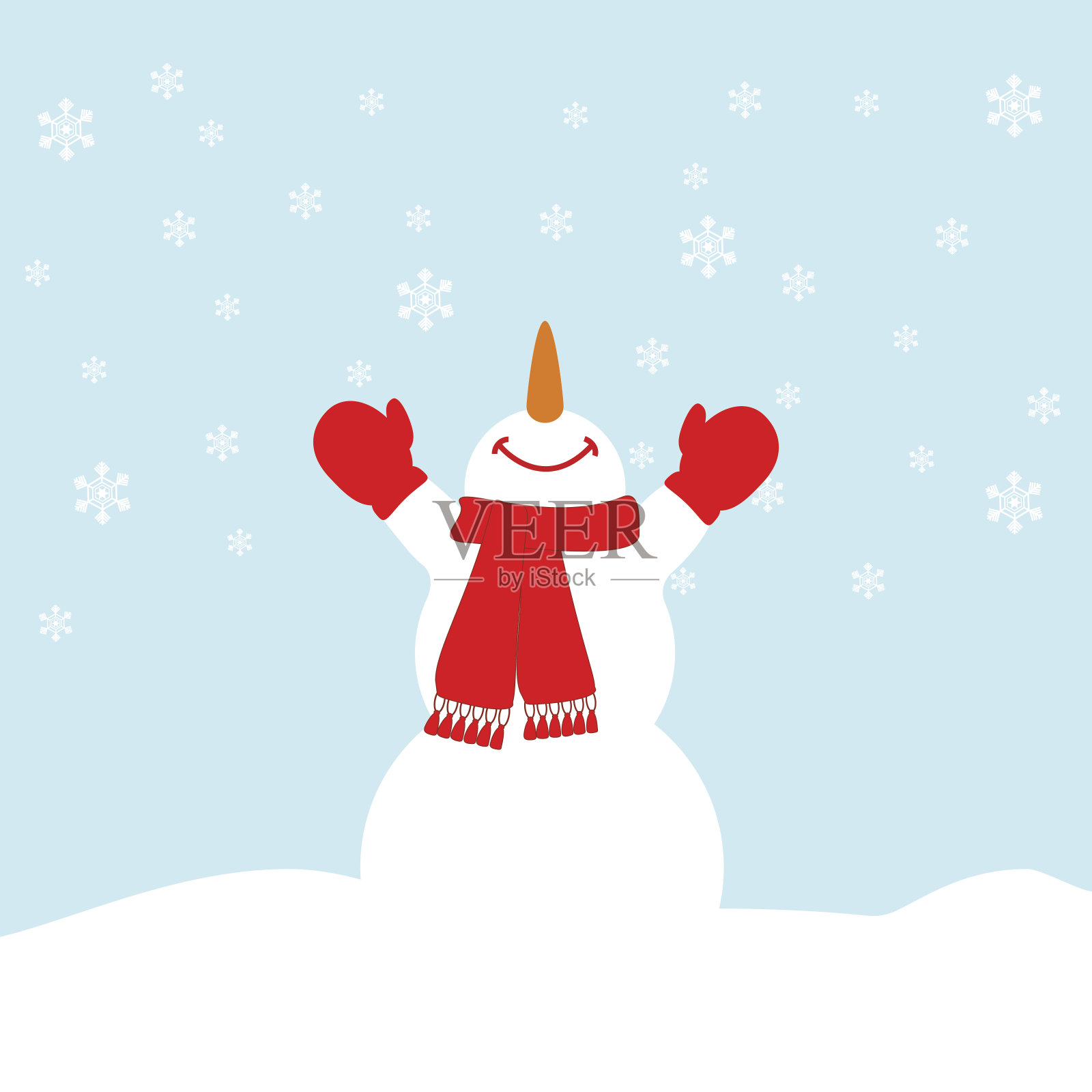 快乐的雪人插图设计元素图片