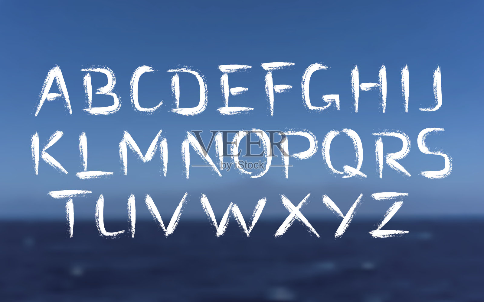 在海的背景上刷字体加粗字母插画图片素材