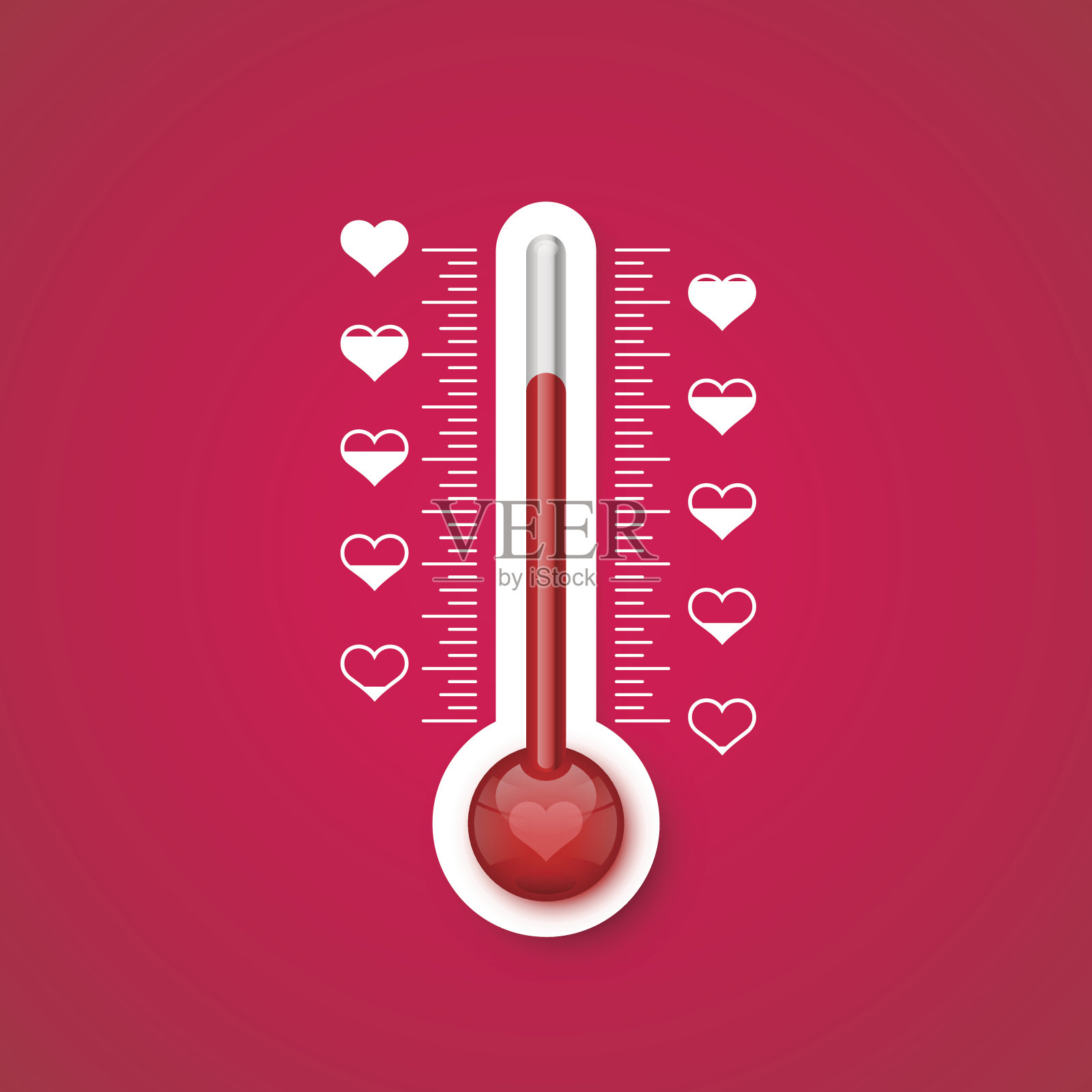 爱情的温度计以磅秤衡量。插画图片素材
