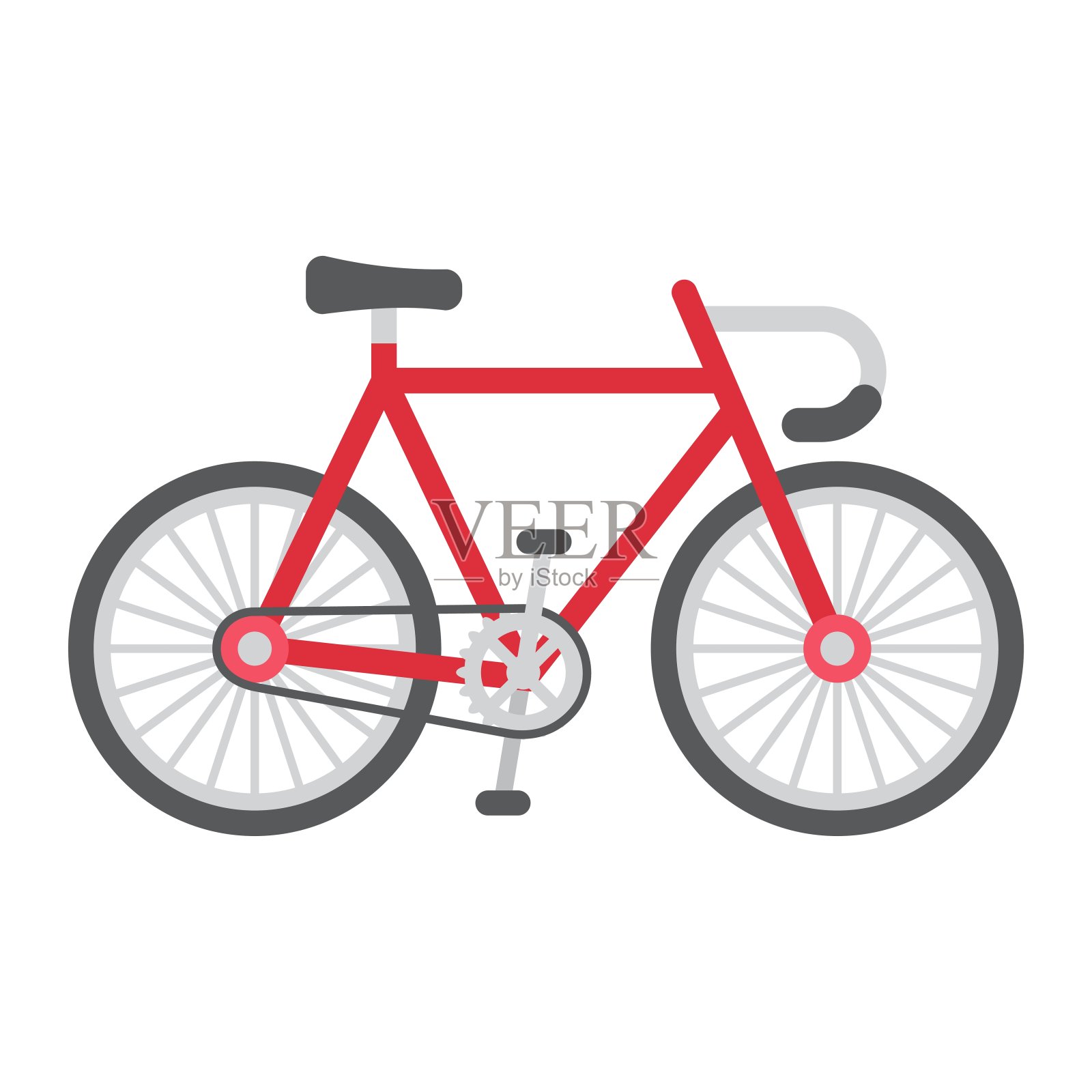 自行车平面图标，交通和车辆，自行车标志矢量图形，彩色固体图案上的白色背景，eps 10。图标素材