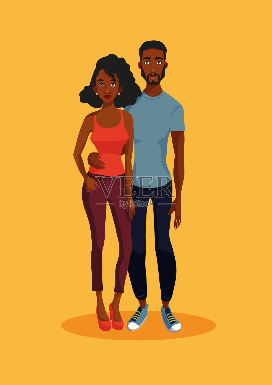 年轻的非裔美国夫妇插画图片素材
