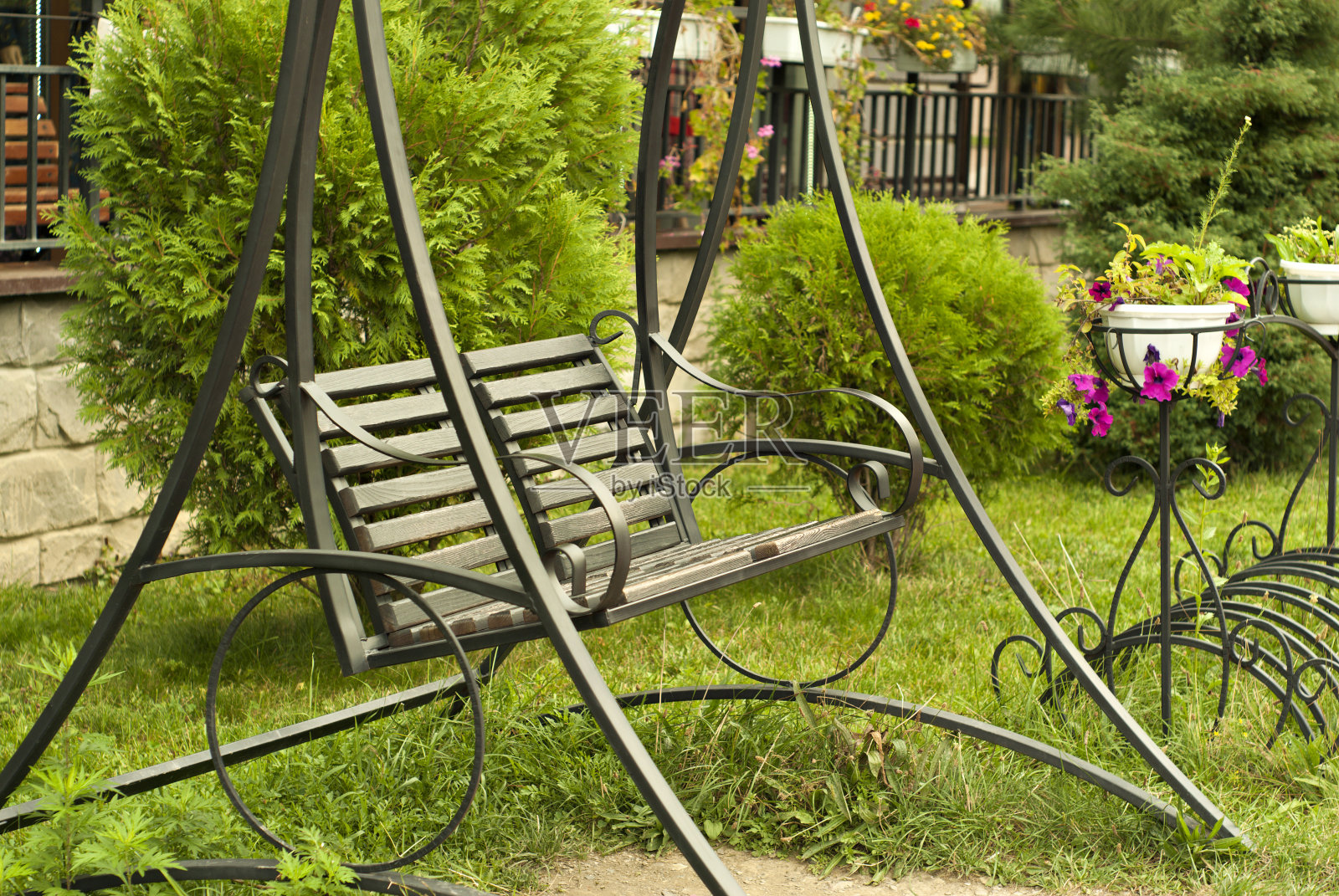 花园bench-swing照片摄影图片