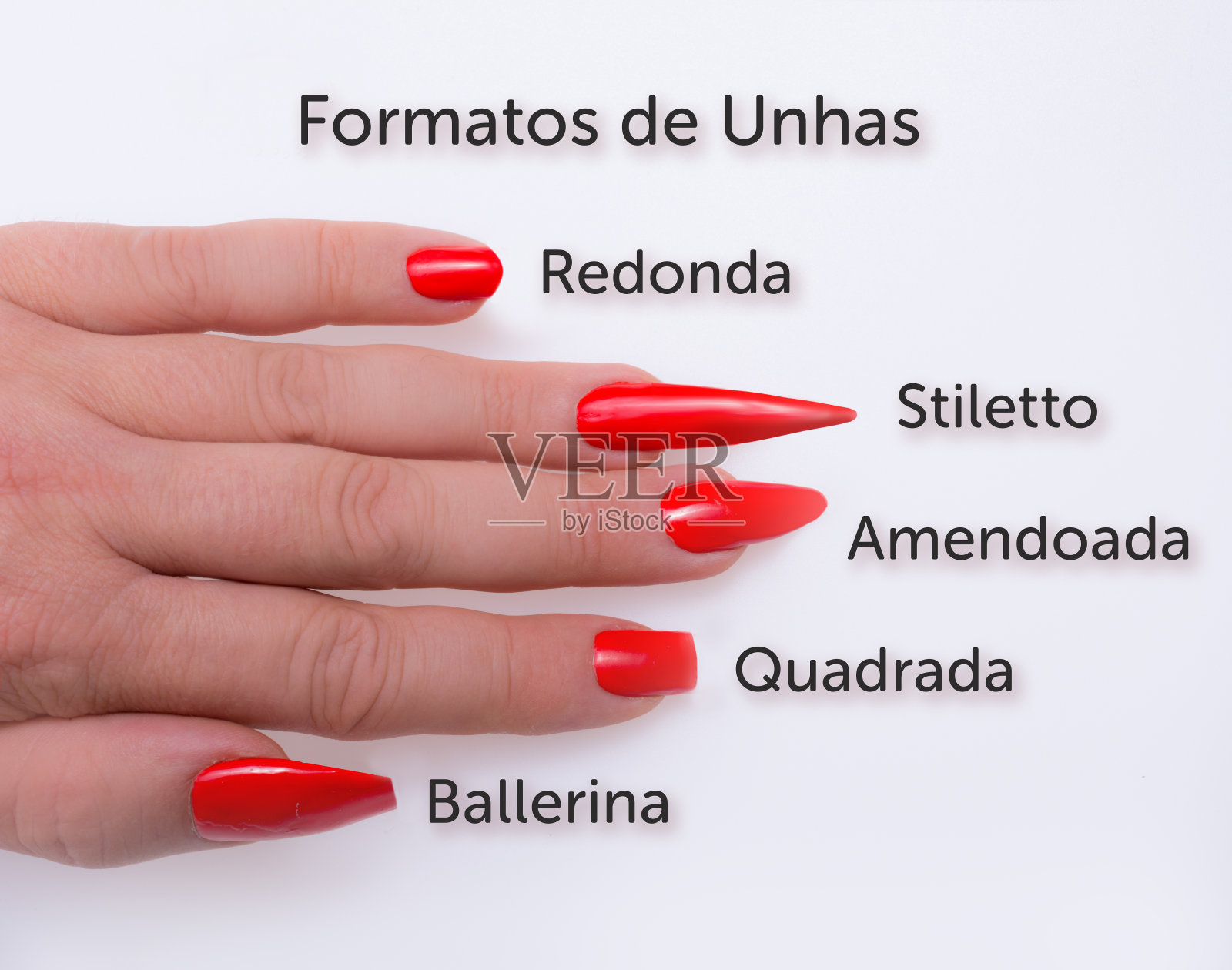 流行的巴西指甲形状照片摄影图片