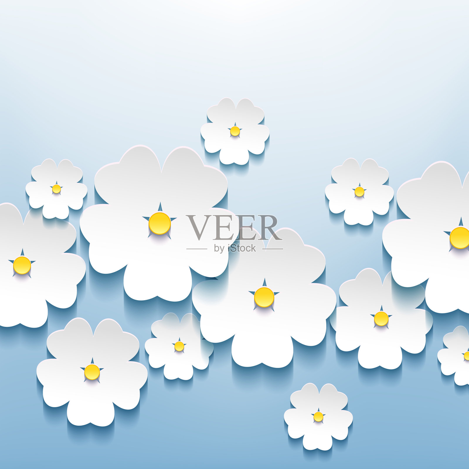 美丽的抽象花卉背景与3d花樱花插画图片素材