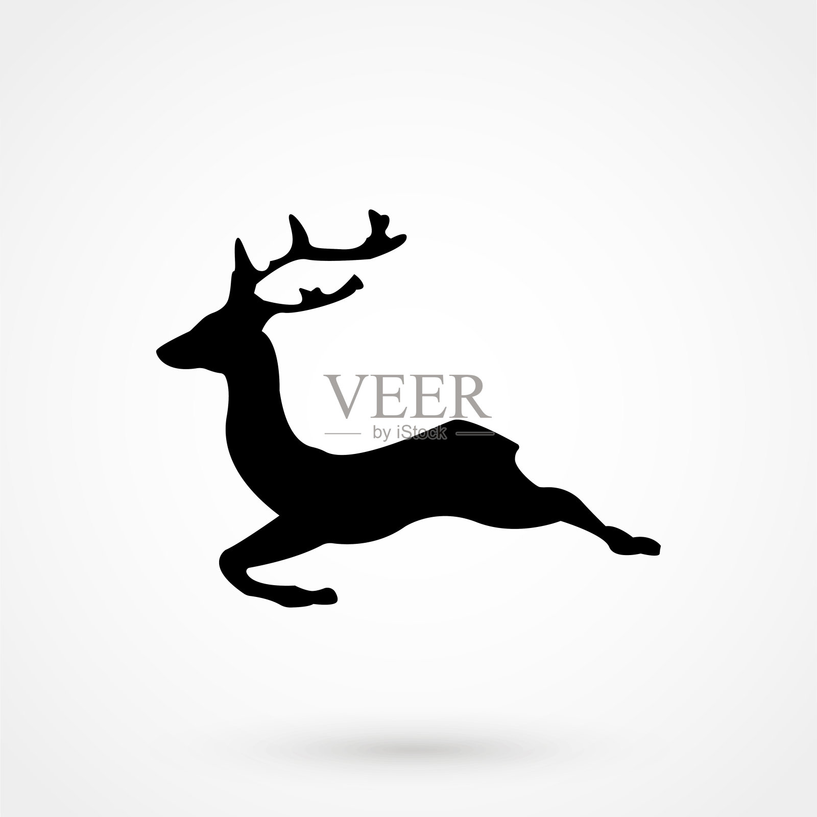向量-奔跑鹿剪影图标插画图片素材