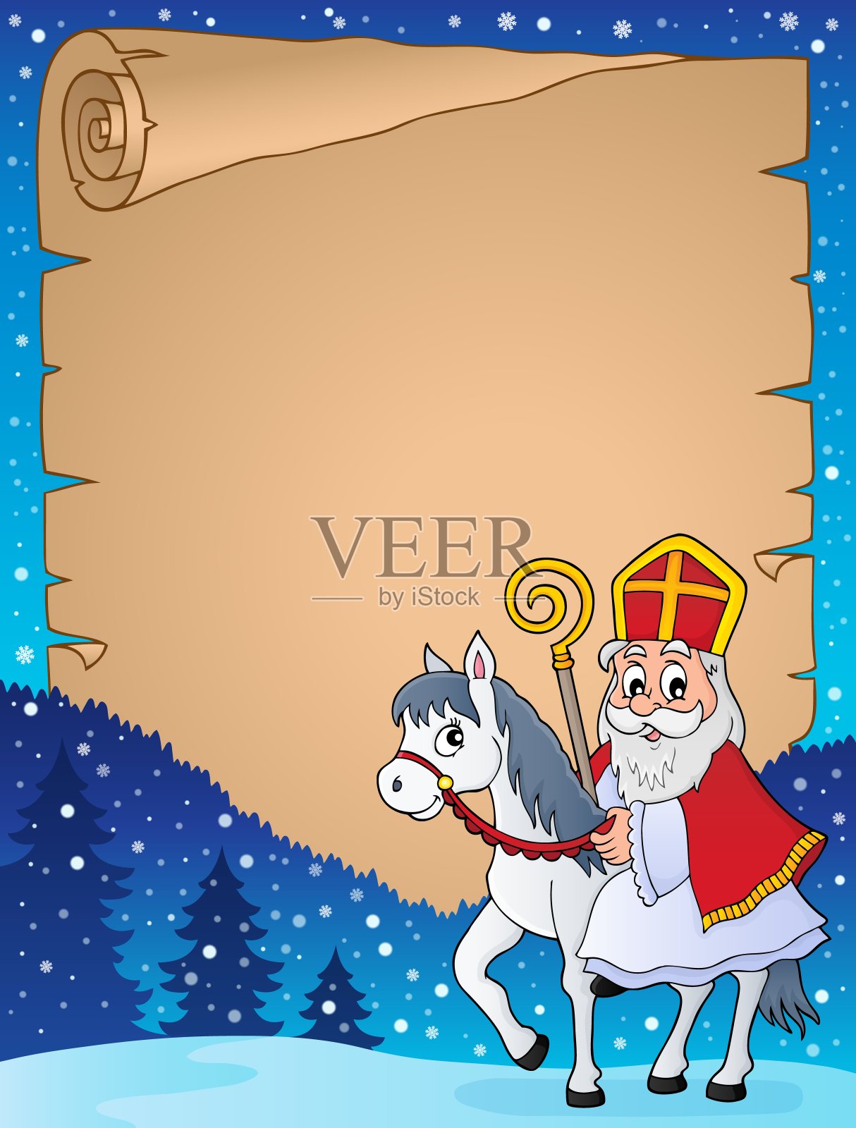 羊皮纸圣诞主题3插画图片素材