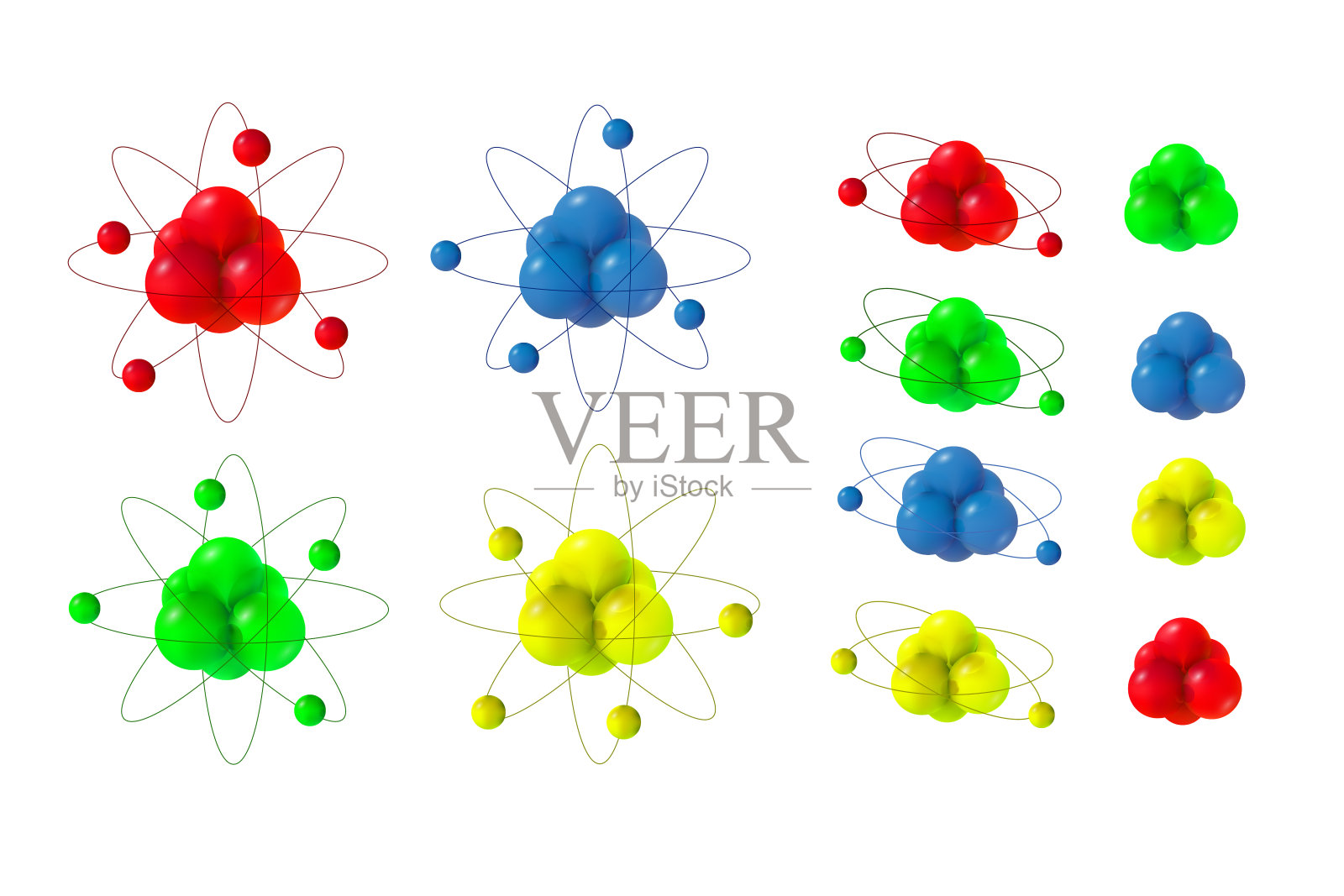 三维抽象原子结构插画图片素材