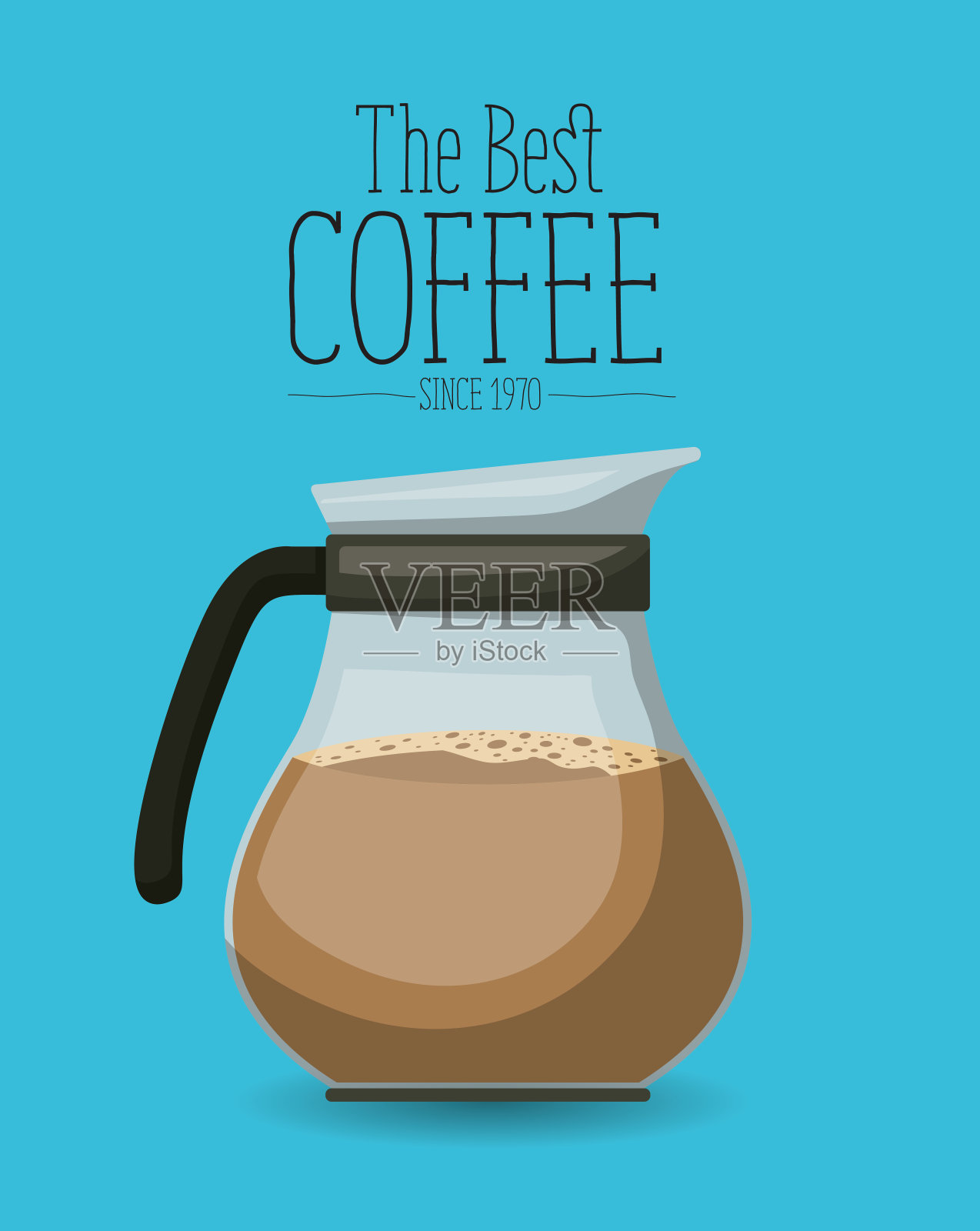 彩色海报与玻璃罐咖啡自1970年以来最好的咖啡插画图片素材