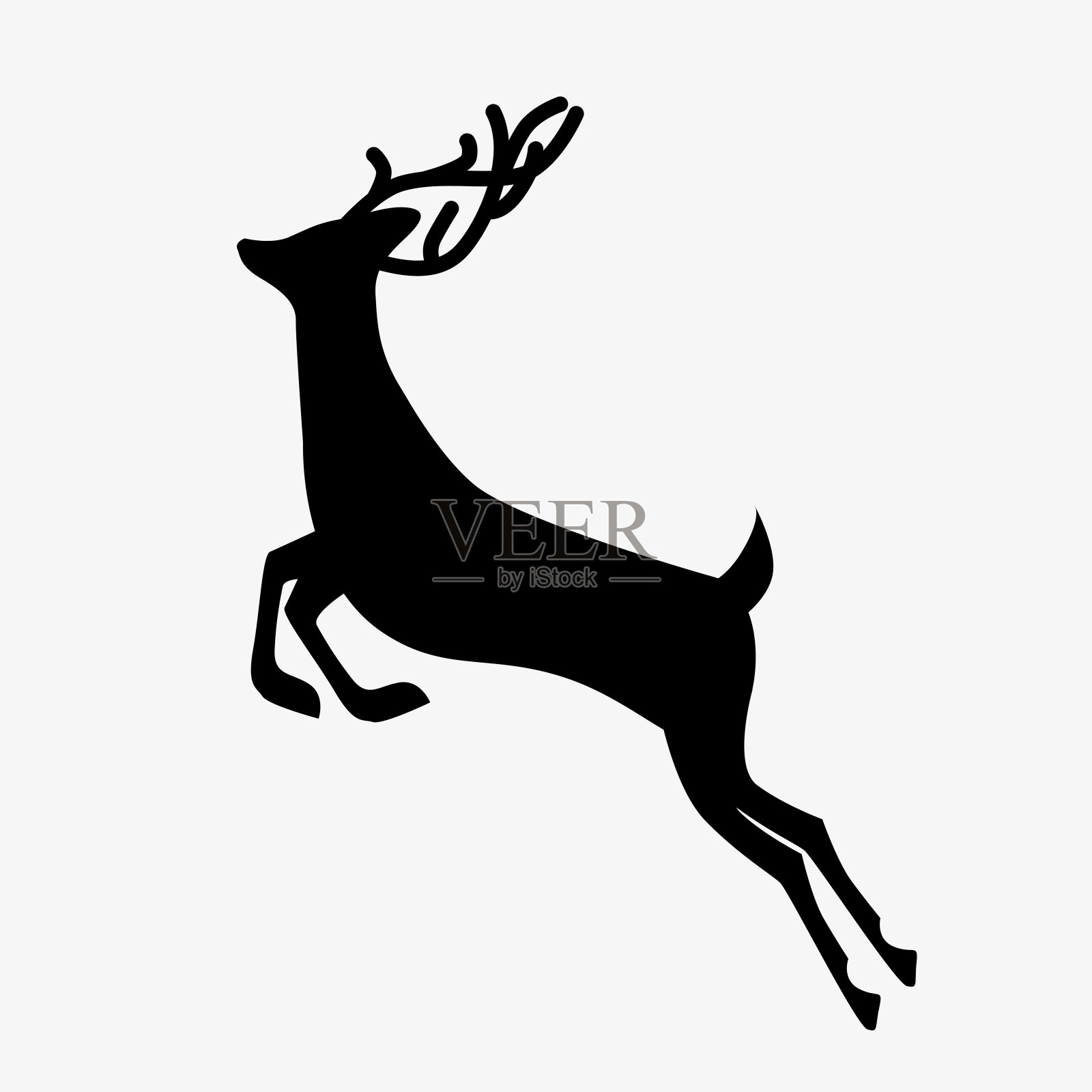 奔跑的鹿黑色剪影设计元素图片