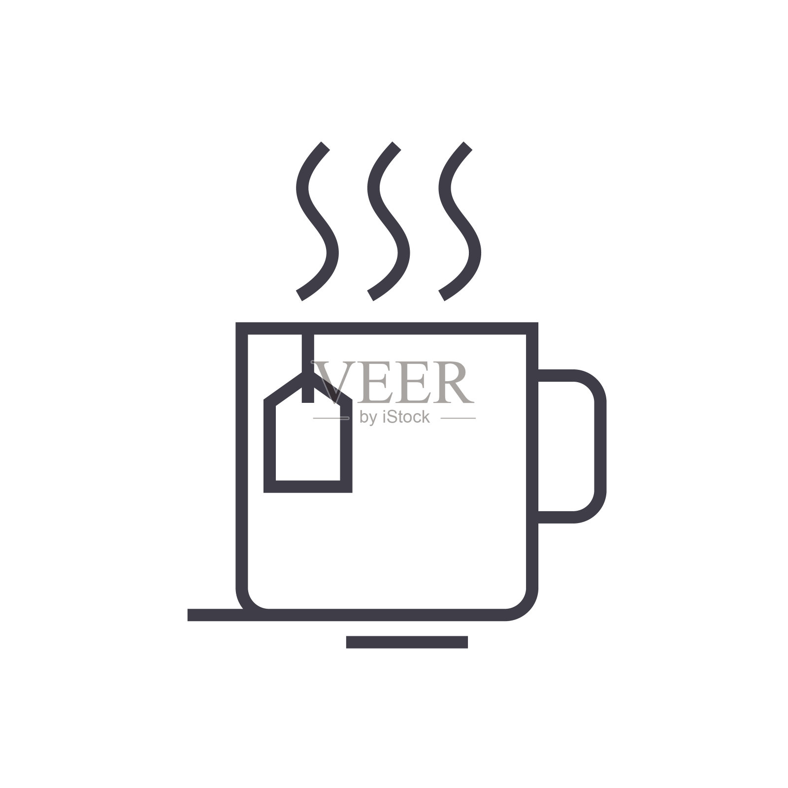 茶杯矢量线图标，标志，插图的背景，可编辑的笔触插画图片素材