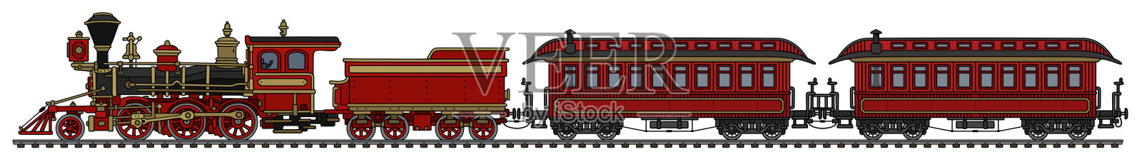 老式美国蒸汽火车设计元素图片