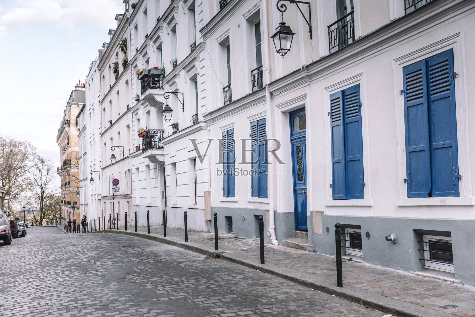 法国巴黎蒙马特区的街道照片摄影图片