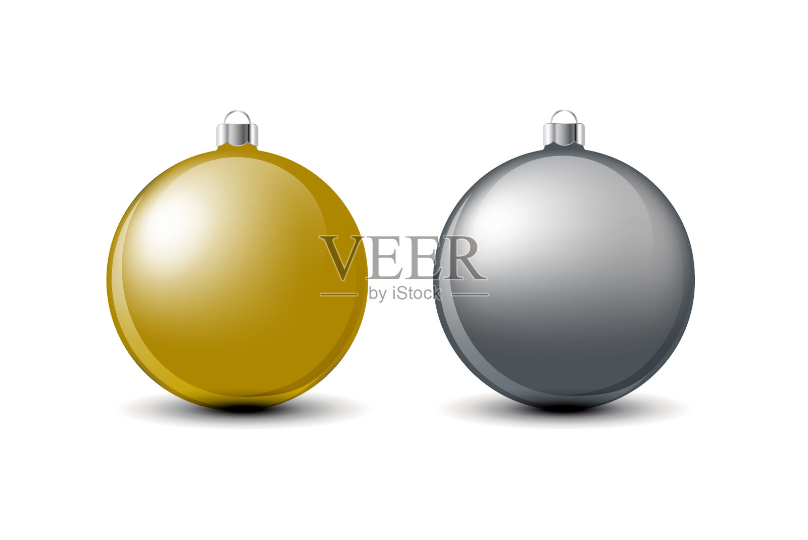 银色和金色的圣诞球插画图片素材