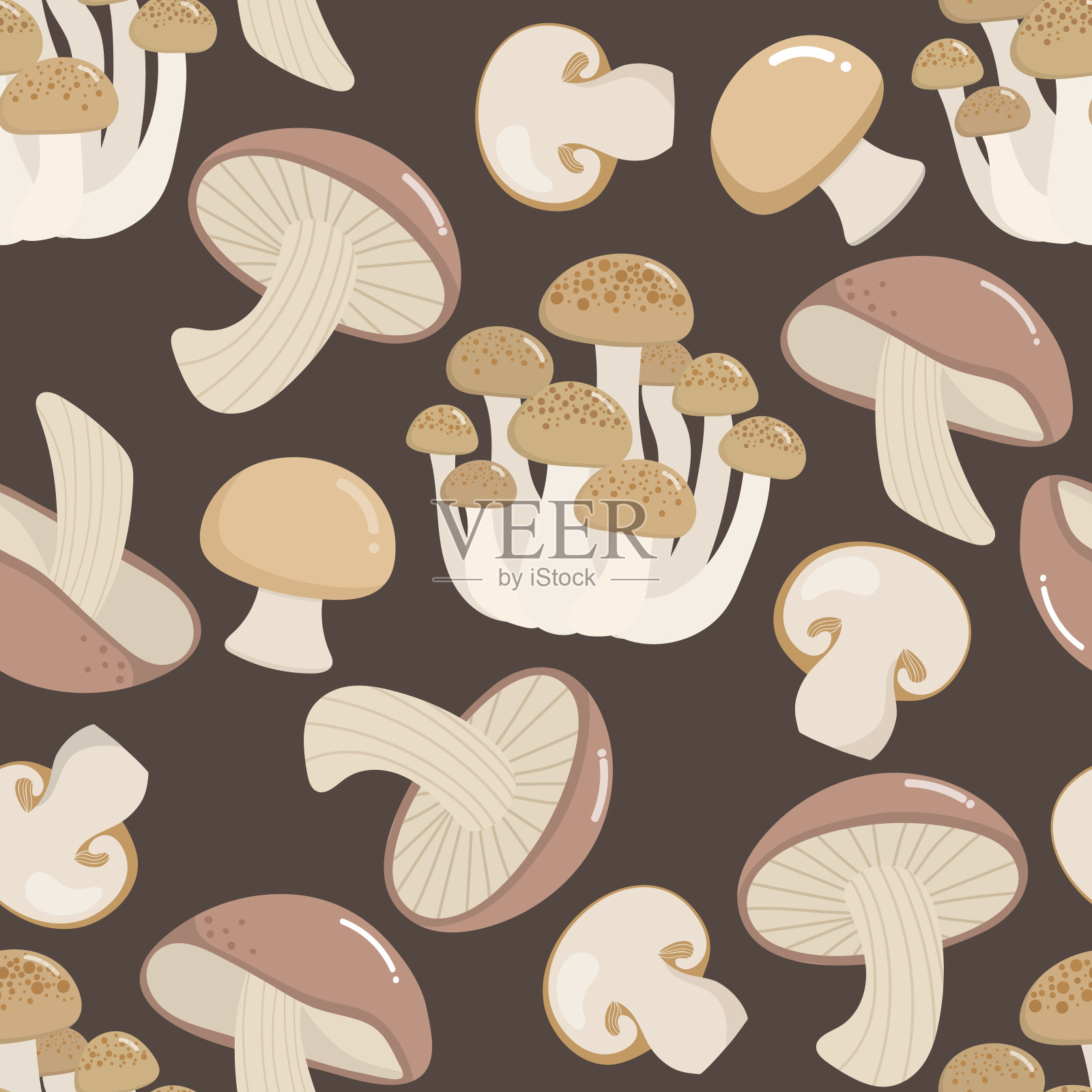 蘑菇无缝模式和矢量插画图片素材