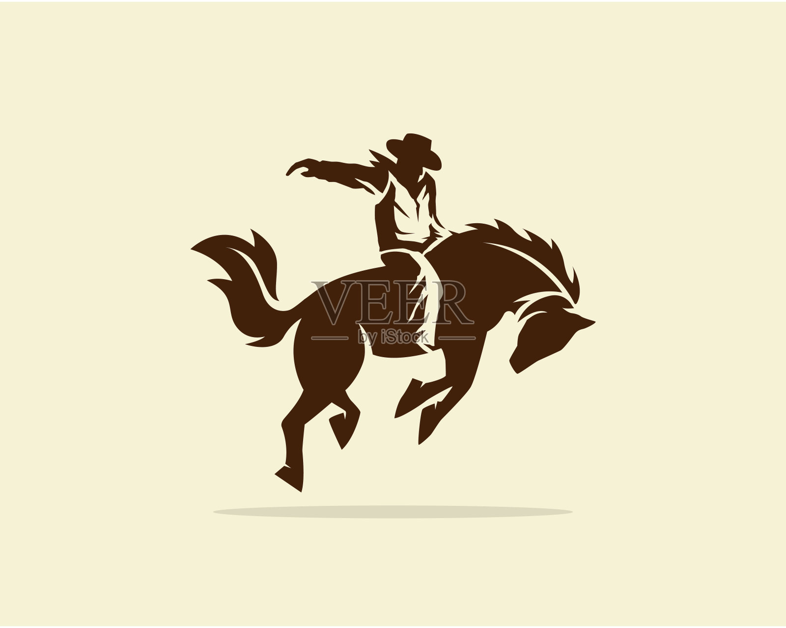 矢量牛仔骑着野马插画图片素材