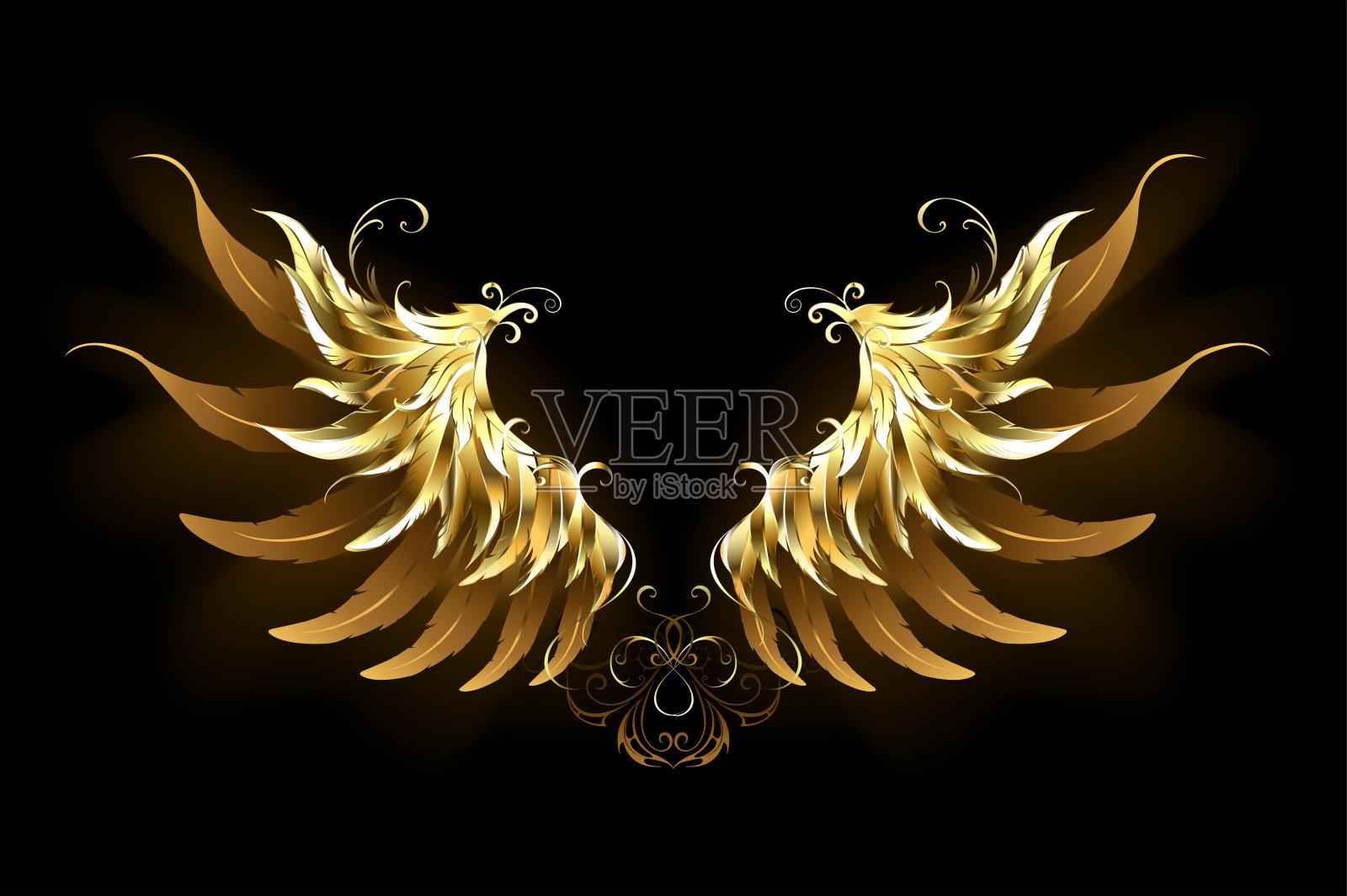 闪亮的天使翅膀插画图片素材