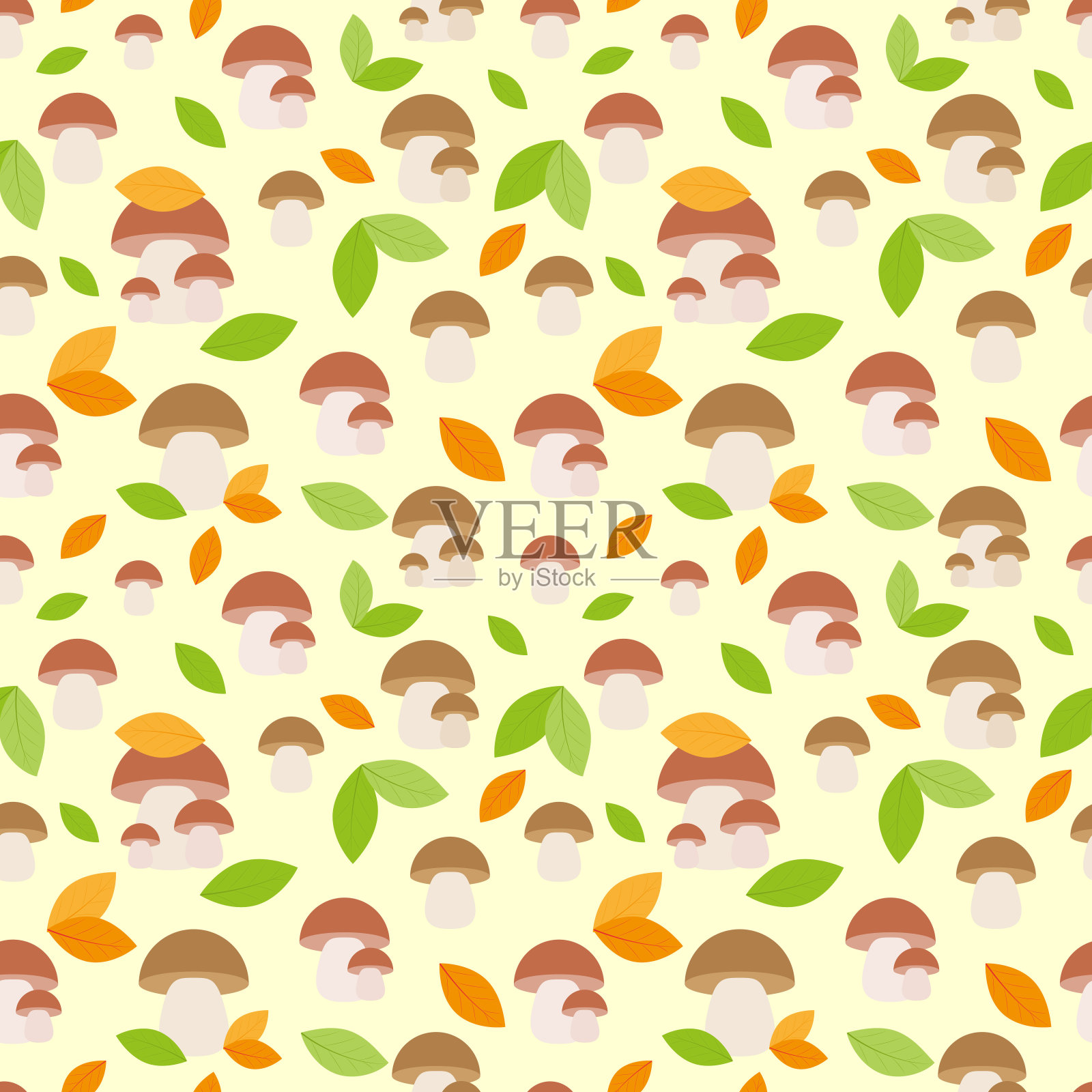 蘑菇叶子秋天的背景插画图片素材