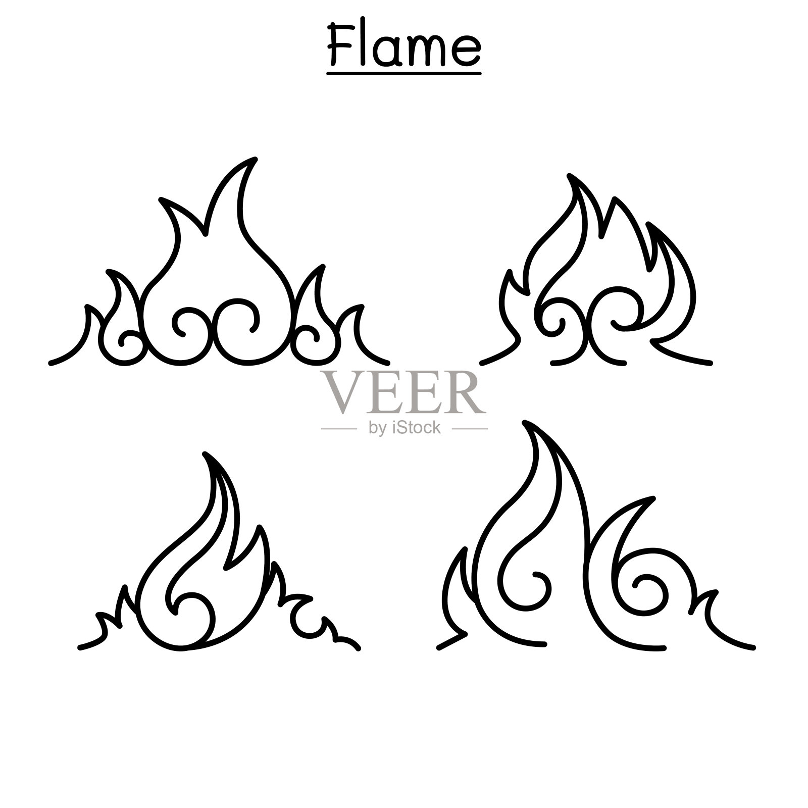火焰，火，燃烧向量在细线风格设计元素图片