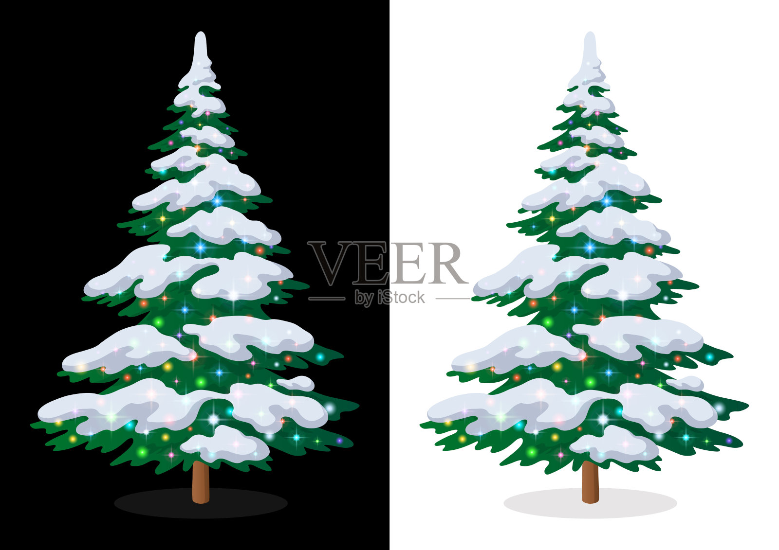 假期的圣诞树插画图片素材