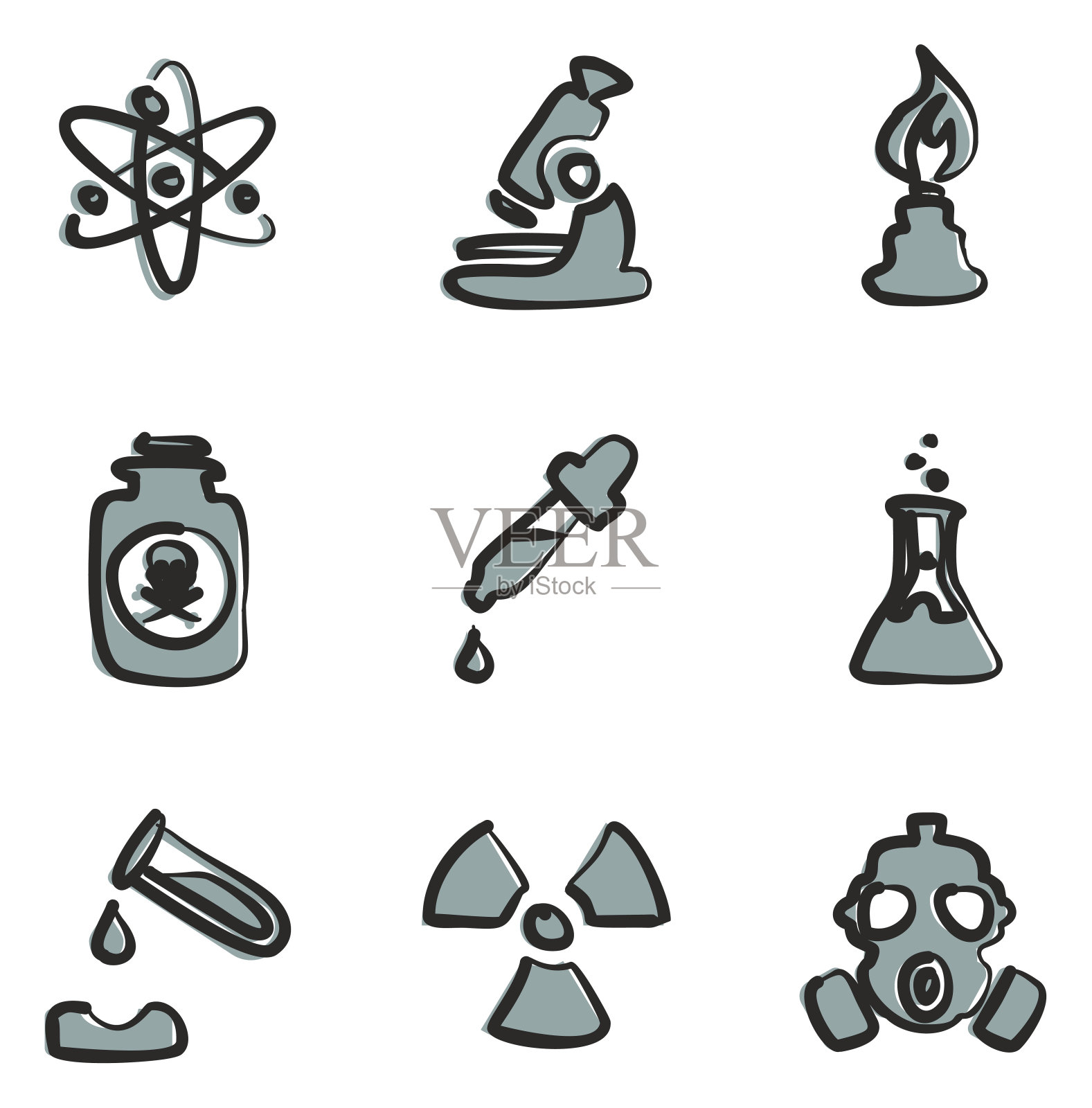 化学图标徒手2颜色插画图片素材