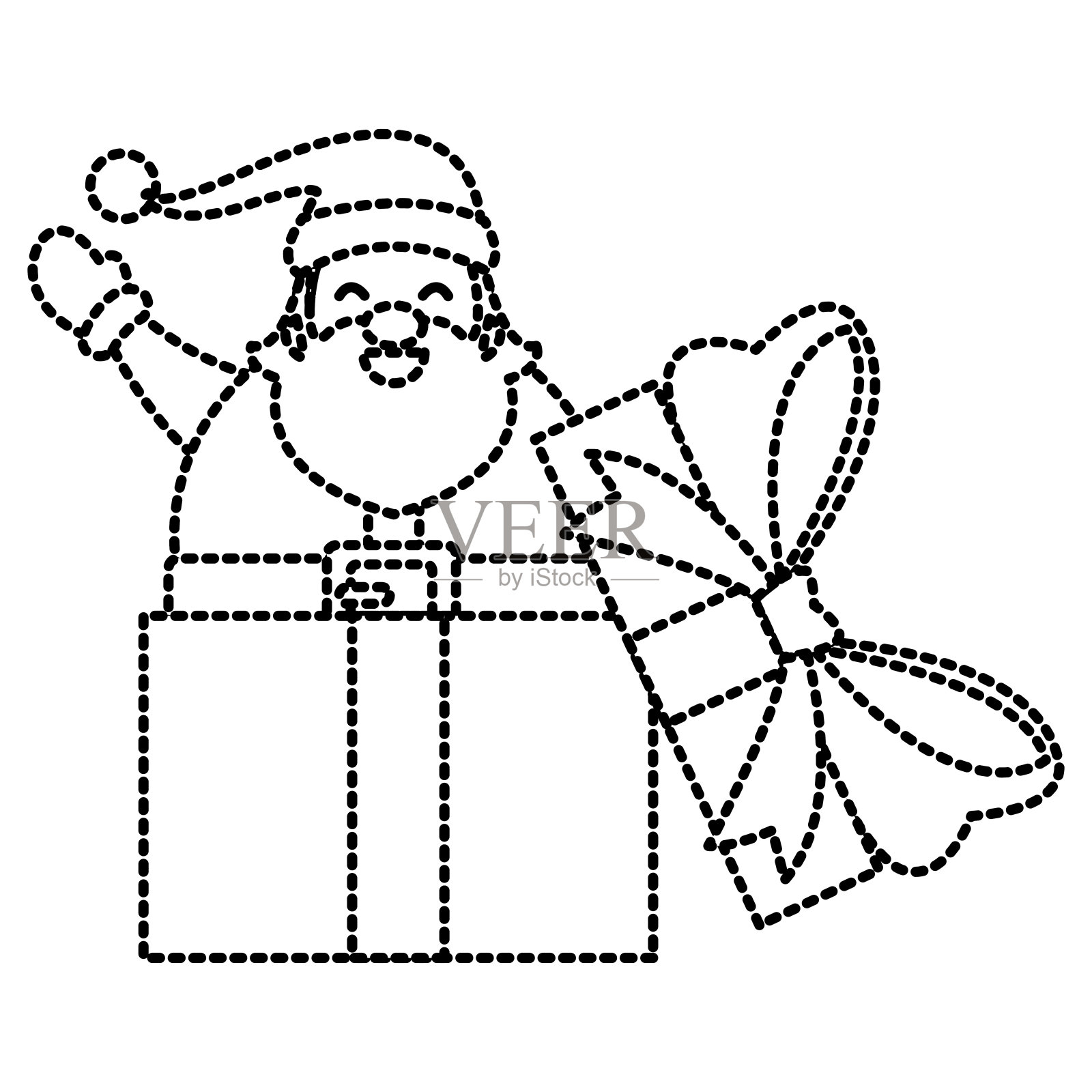 圣诞老人在礼盒里插画图片素材