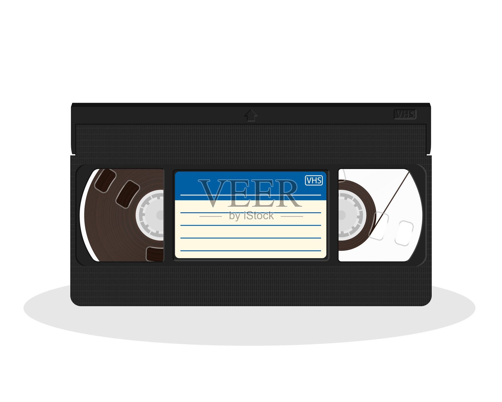 带蓝色和白色标签孤立在白色背景上的复古录像带。设计元素图片