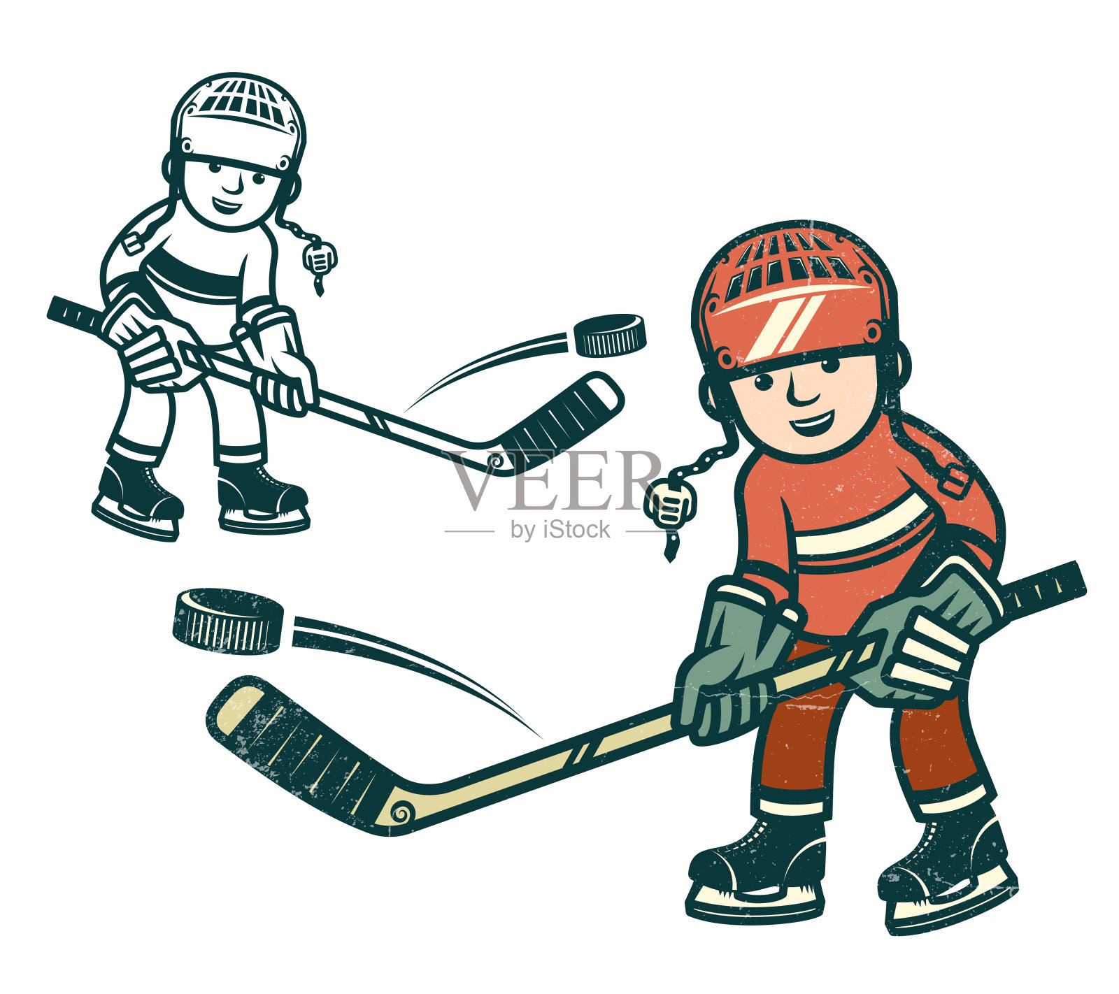 男孩曲棍球运动员插画图片素材