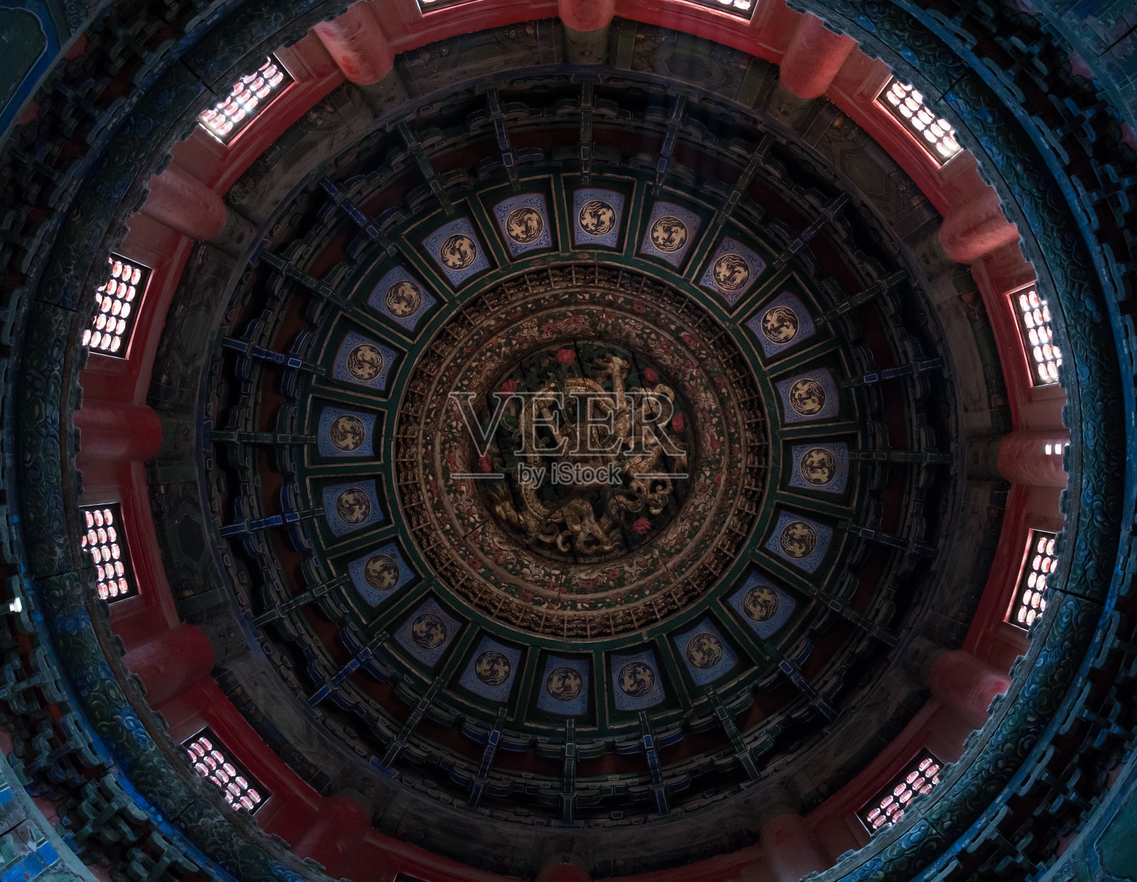中国北京紫禁城宫殿中国金龙天花板照片摄影图片