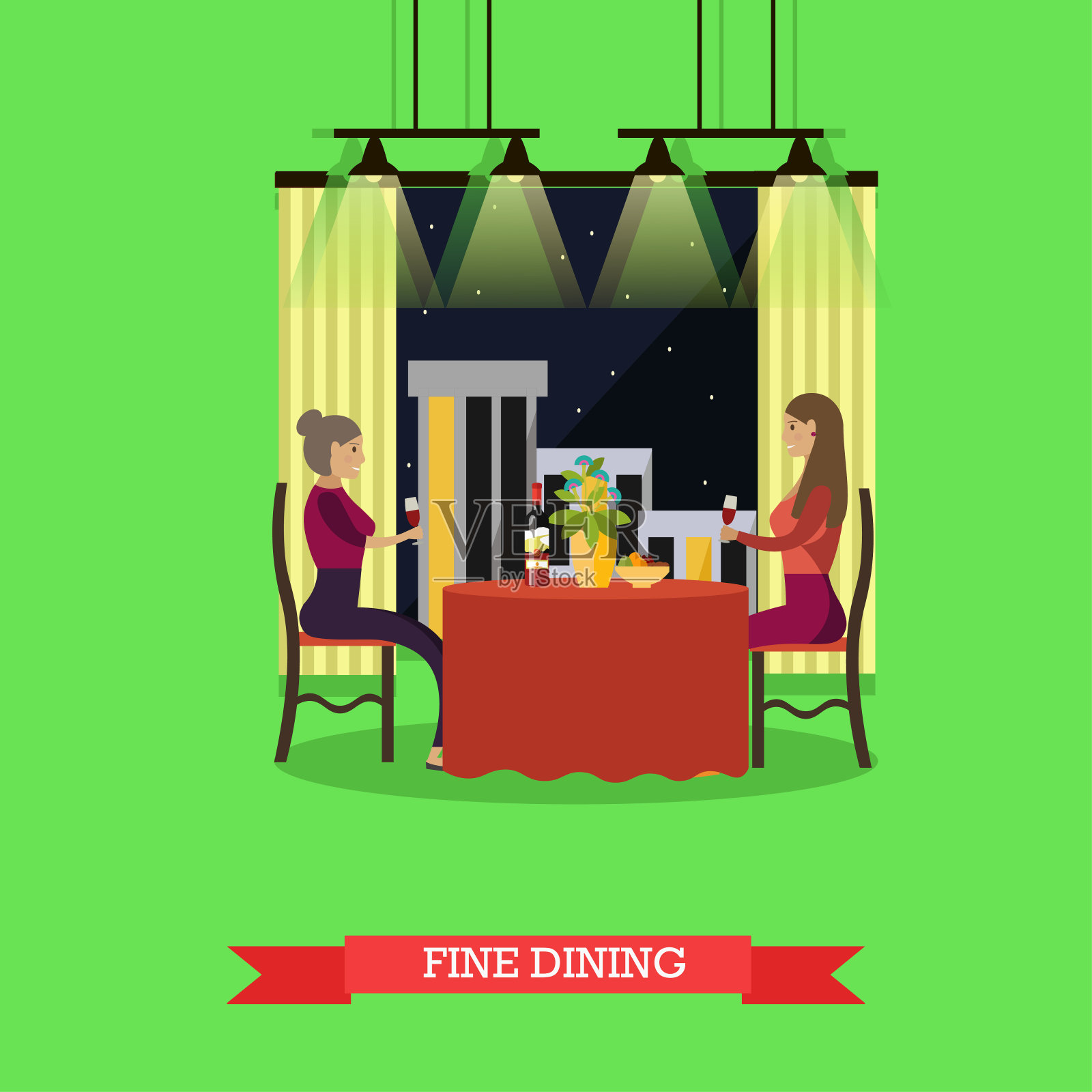 精致餐饮概念矢量插图在平面风格。插画图片素材