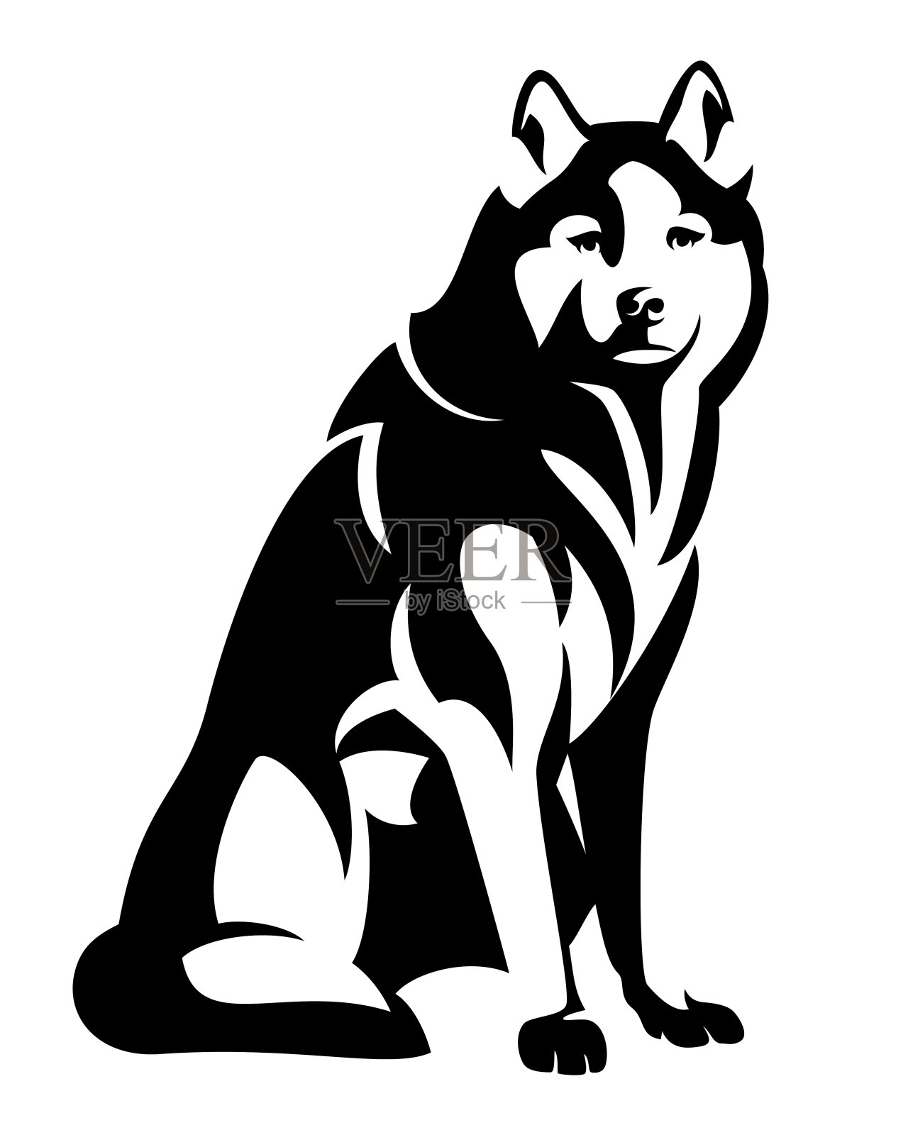 哈士奇犬黑色矢量设计设计元素图片