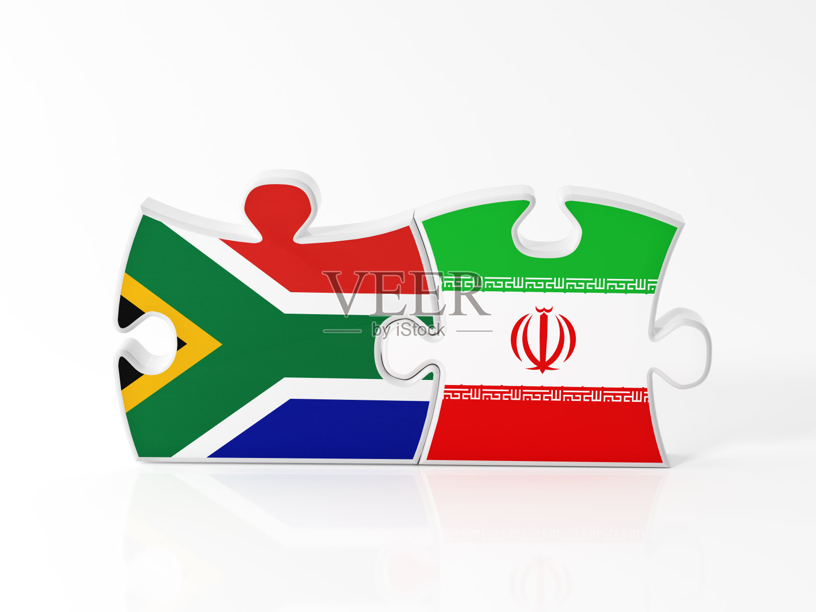 用南非和伊朗国旗纹理的拼图照片摄影图片