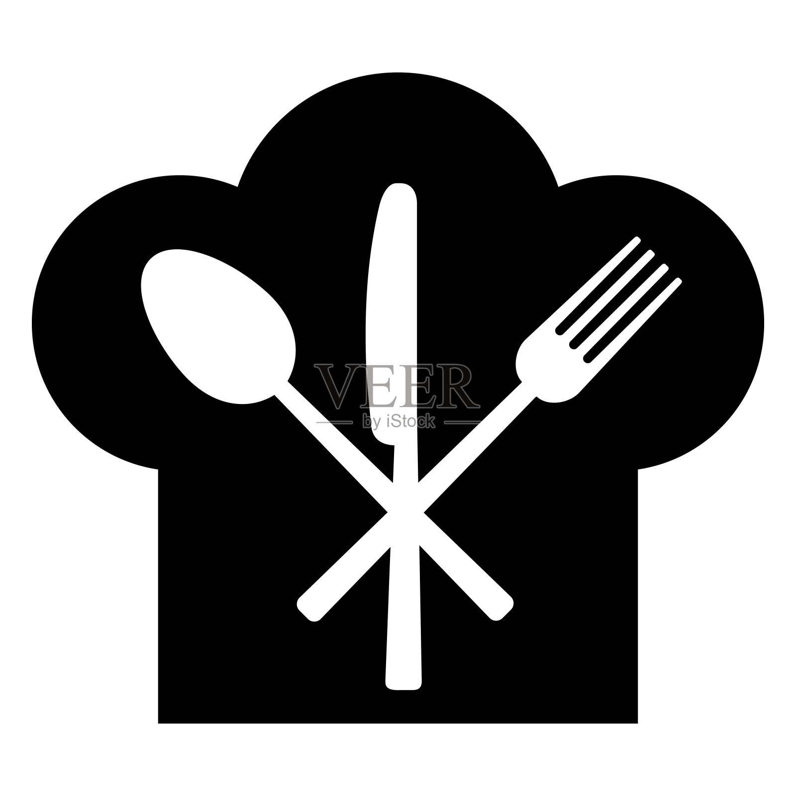 叉子，刀，勺子和厨师的头饰插画图片素材