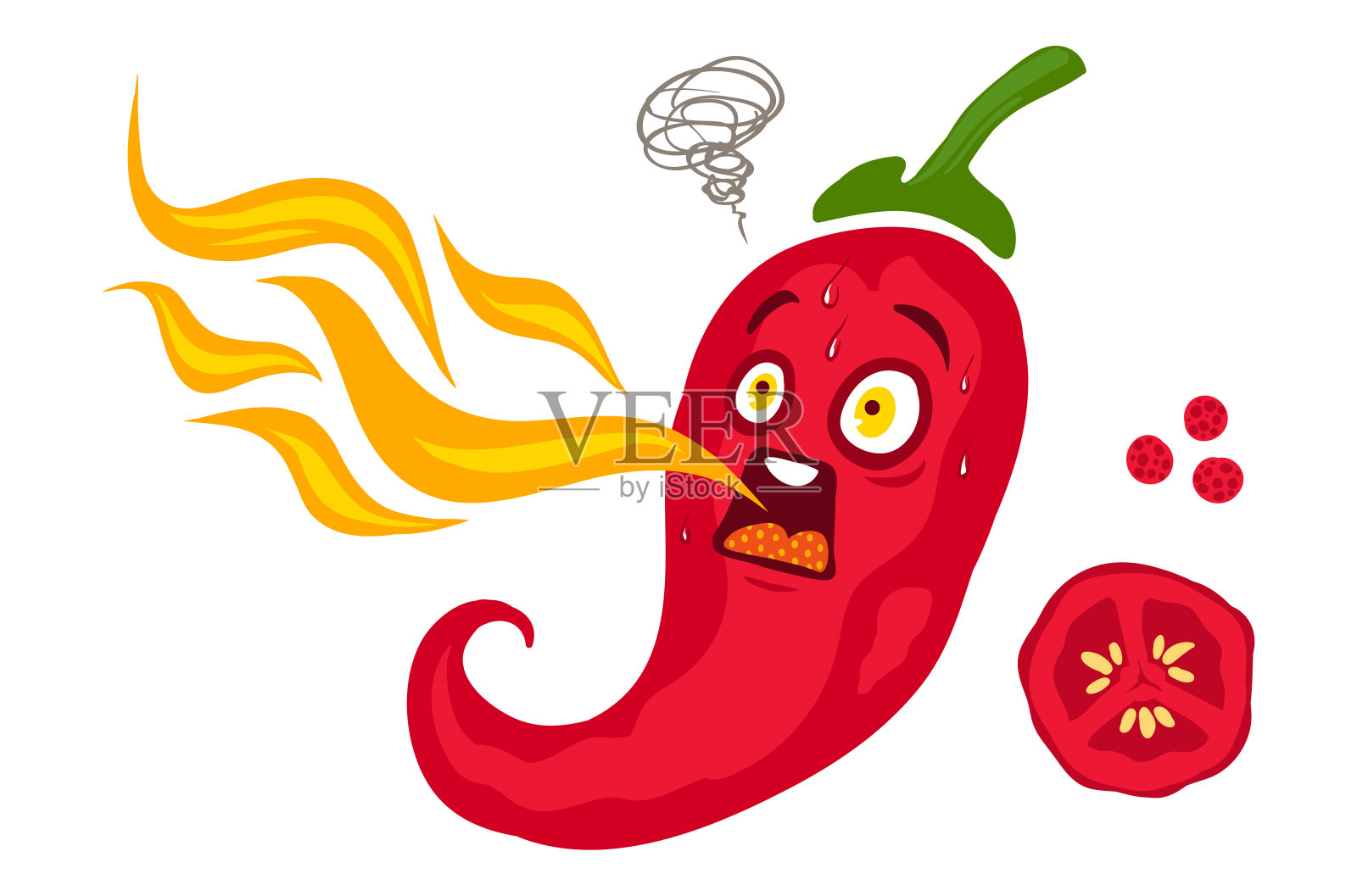 卡通红辣椒的墨西哥食物。设计元素图片