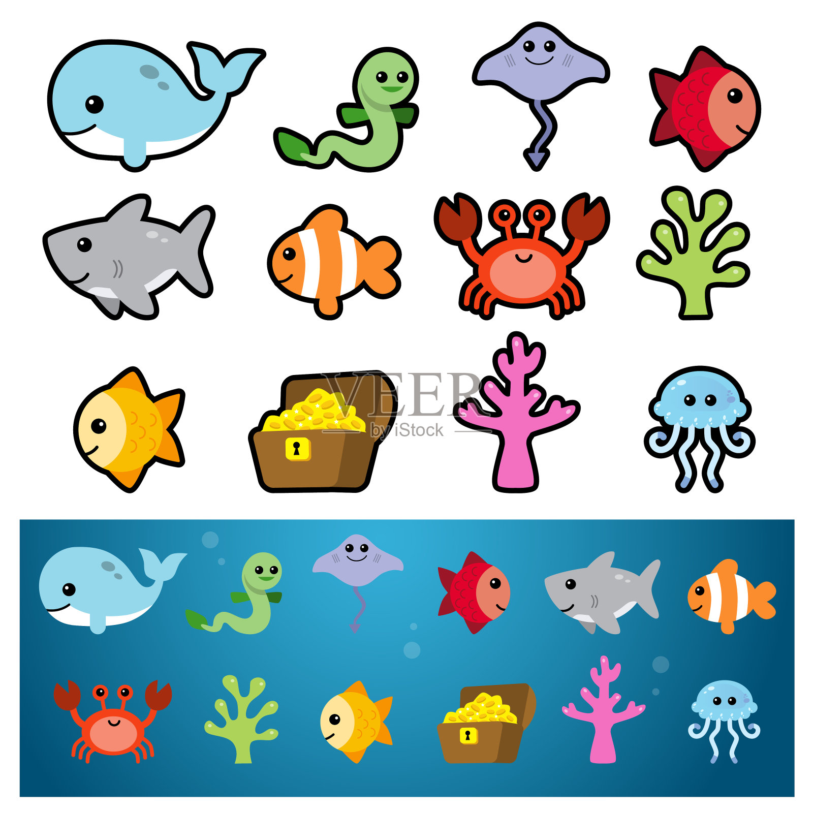 海洋动物图标插画图片素材