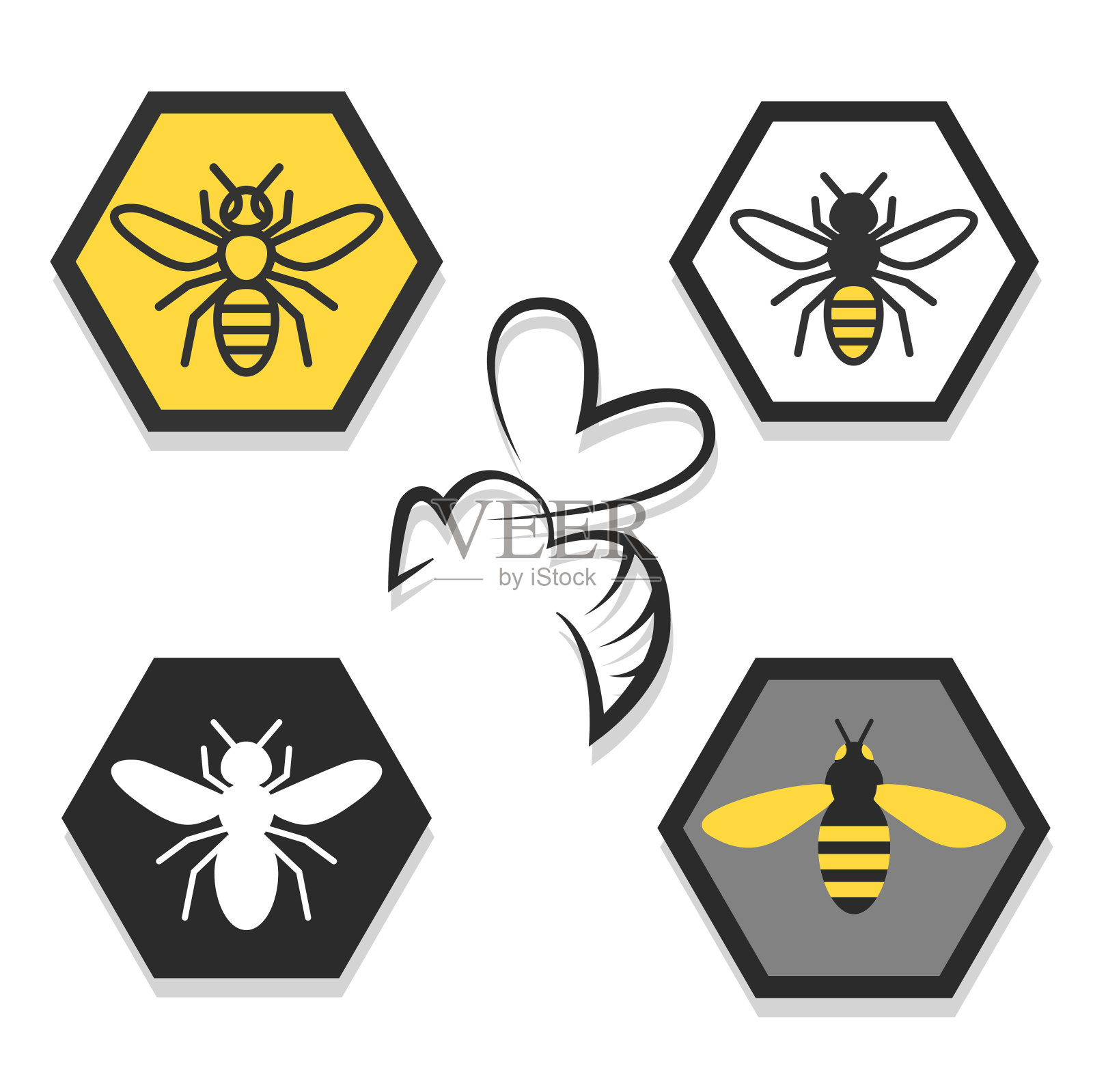 一组蜜蜂的图标设计元素图片
