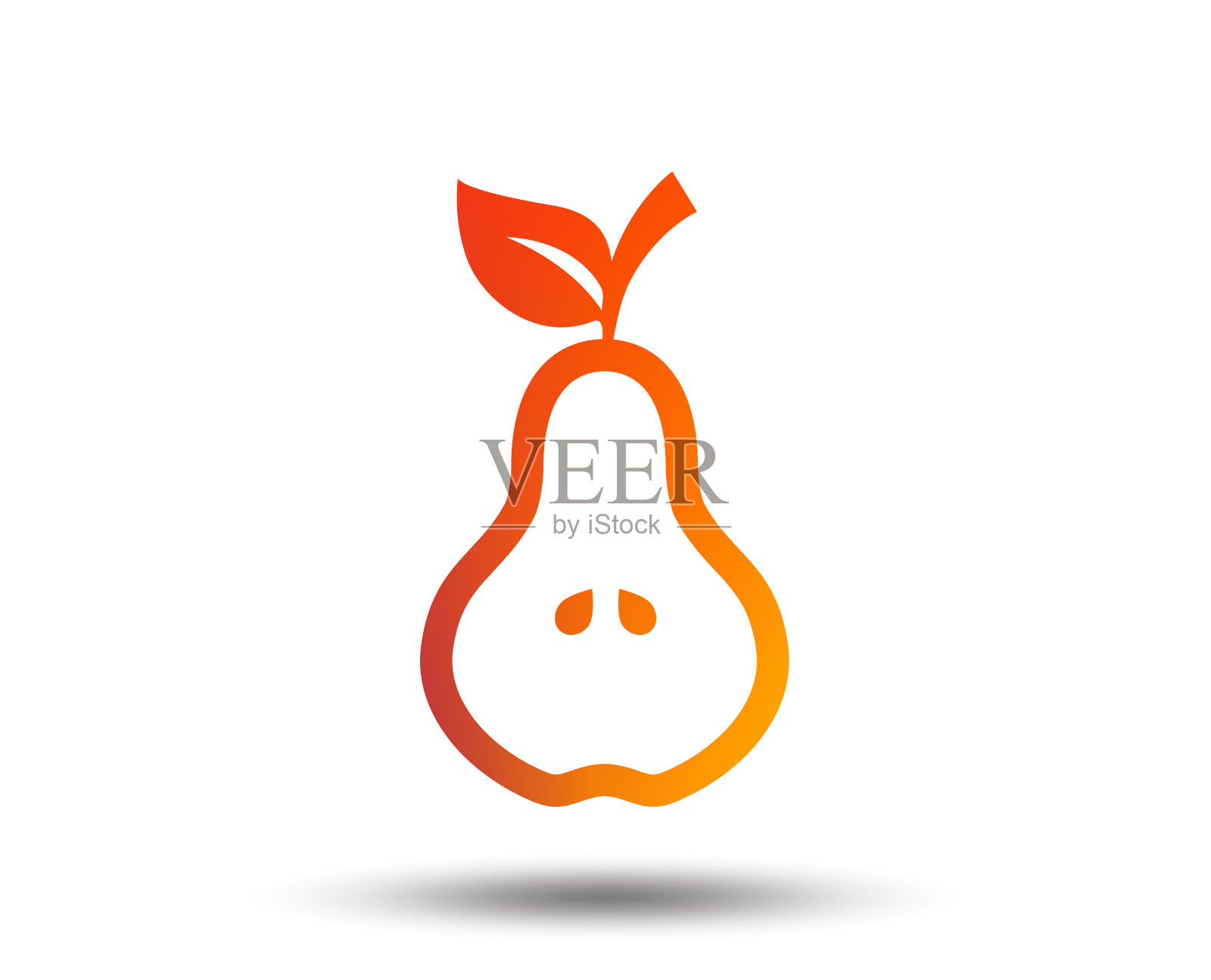 梨与叶的标志图标。水果的象征。插画图片素材