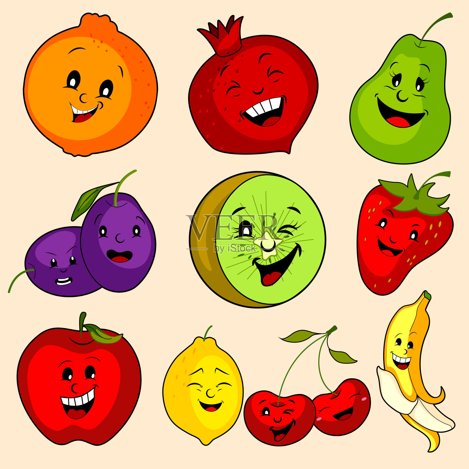 不同品种的新鲜水果隔离背景设计元素图片