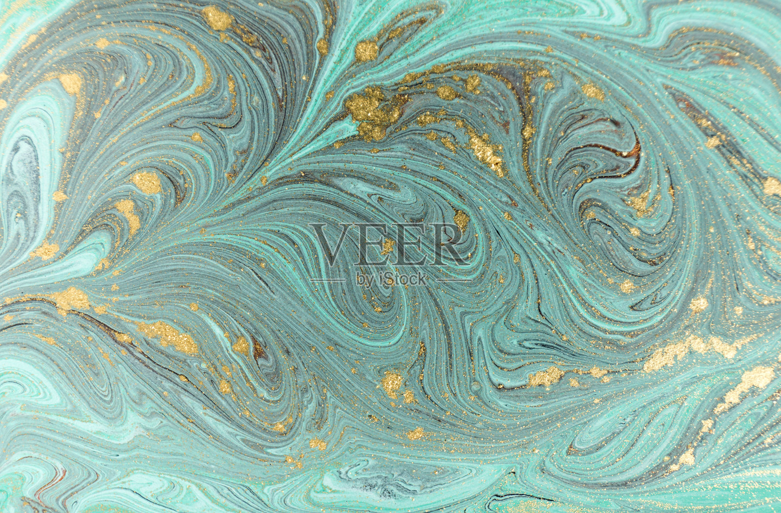 大理石抽象丙烯酸背景。自然绿色大理石艺术品纹理。金色的闪光。照片摄影图片