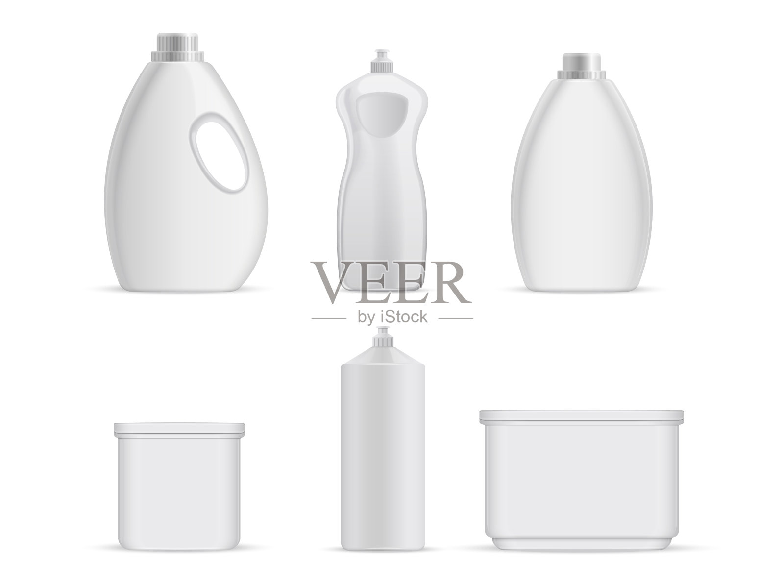 卫生塑料空瓶与化学液体清洁服务插画图片素材