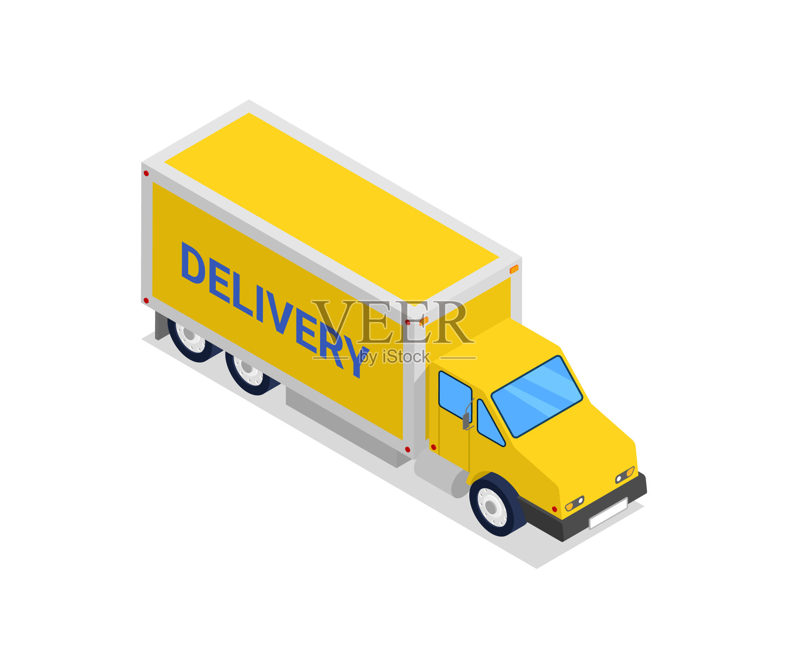 商业运输卡车等距3D图标插画图片素材